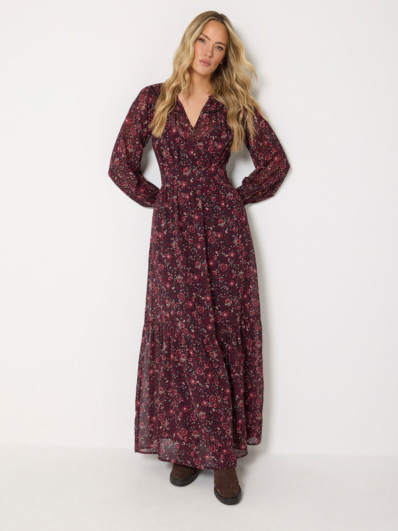 Image 3 of 4 of Long Tall Sally Ditsy Georgette Maxi Dress - Black