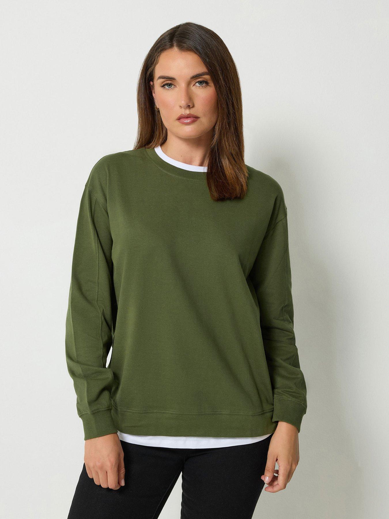 Image 1 of 4 of Long Tall Sally Layered Loopback T-Shirt - Green