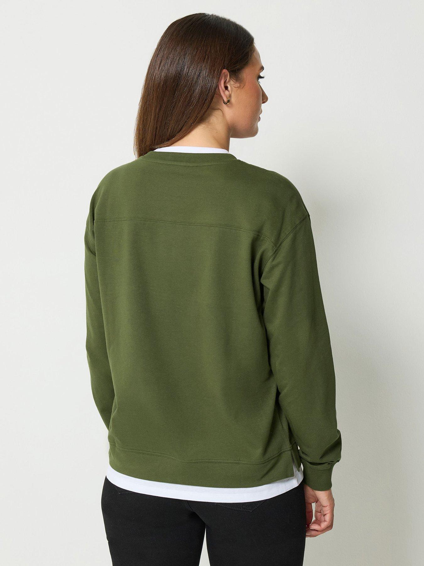 Image 2 of 4 of Long Tall Sally Layered Loopback T-Shirt - Green