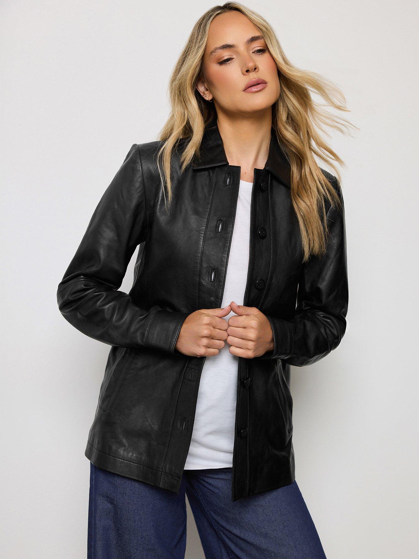 Long Tall Sally LTS PREMIUM Tall Leather Jacket - Black