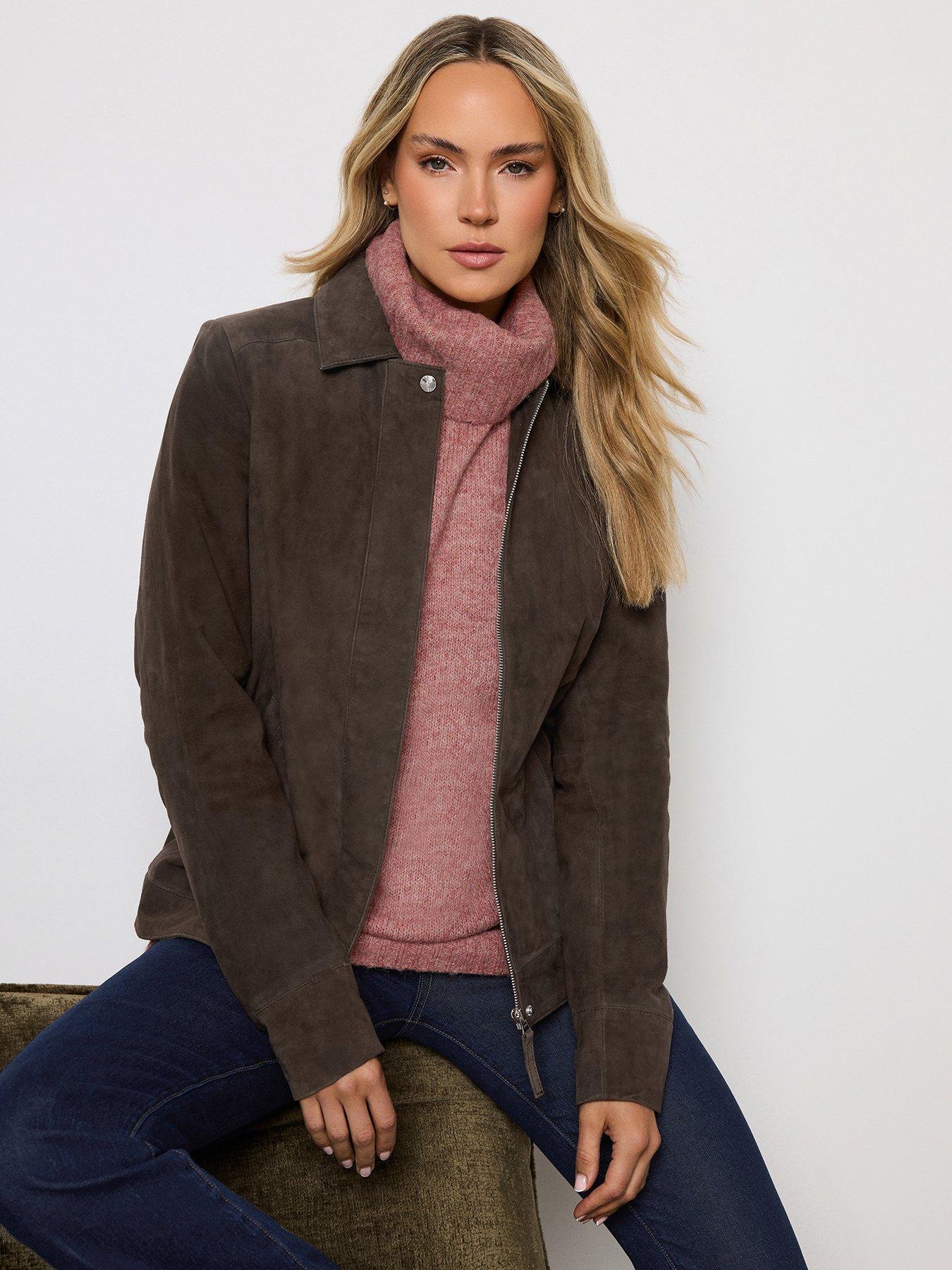 Long Tall Sally LTS PREMIUM Tall Suede Jacket - Brown