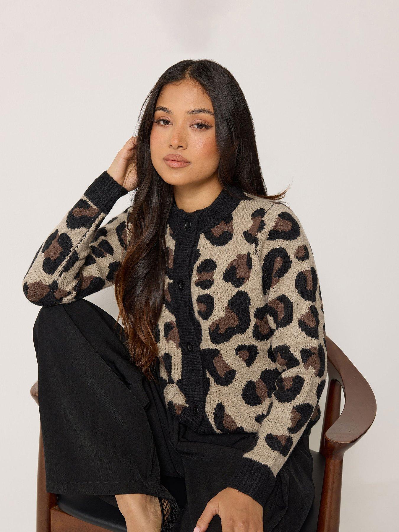 Image 1 of 4 of PixieGirl Petite Animal Button Up Cardigan - Brown