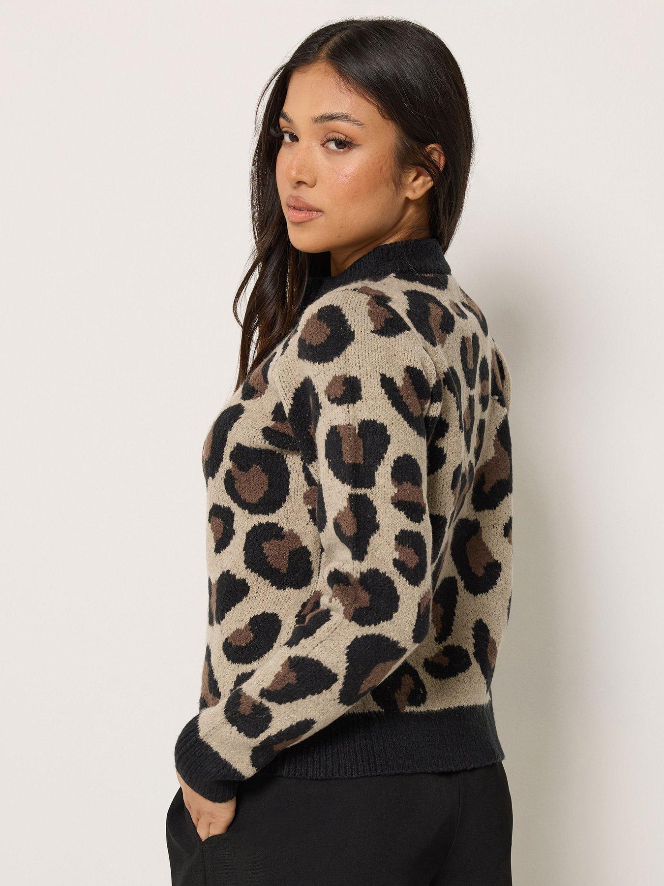 Image 2 of 4 of PixieGirl Petite Animal Button Up Cardigan - Brown