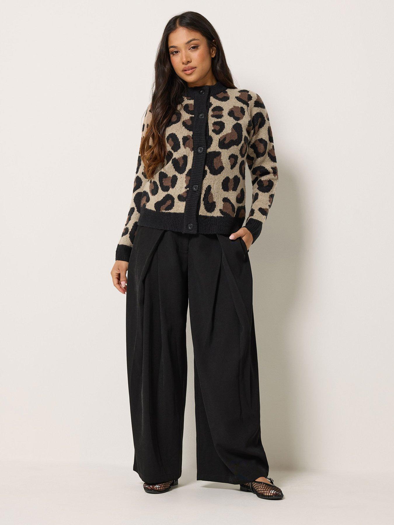 Image 3 of 4 of PixieGirl Petite Animal Button Up Cardigan - Brown
