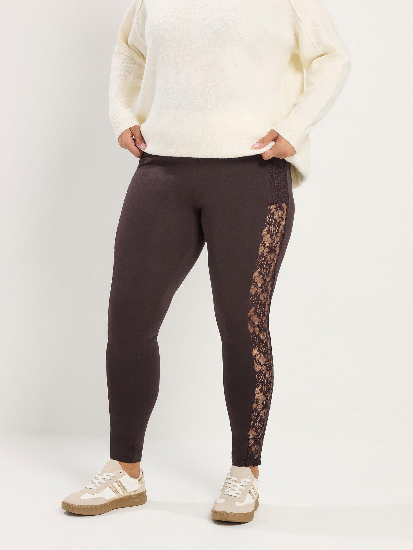 Image 1 of 4 of Yours Curve Lace Stripe Legging