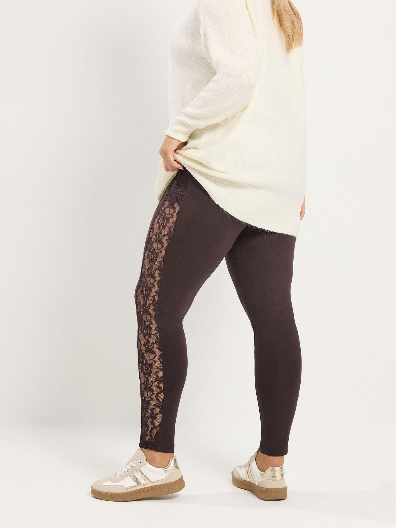 Image 2 of 4 of Yours Curve Lace Stripe Legging