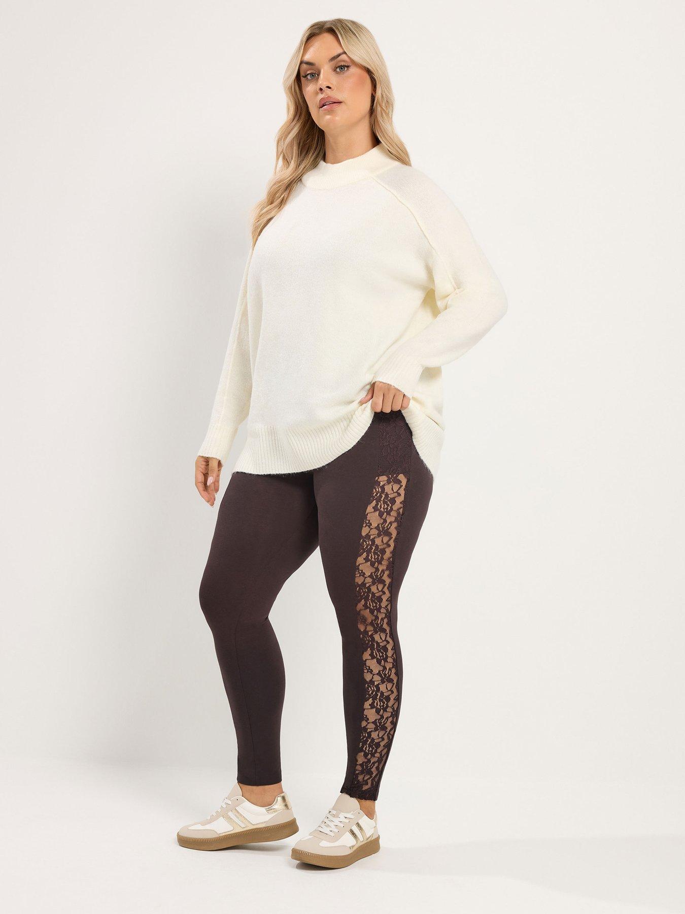 Image 3 of 4 of Yours Curve Lace Stripe Legging