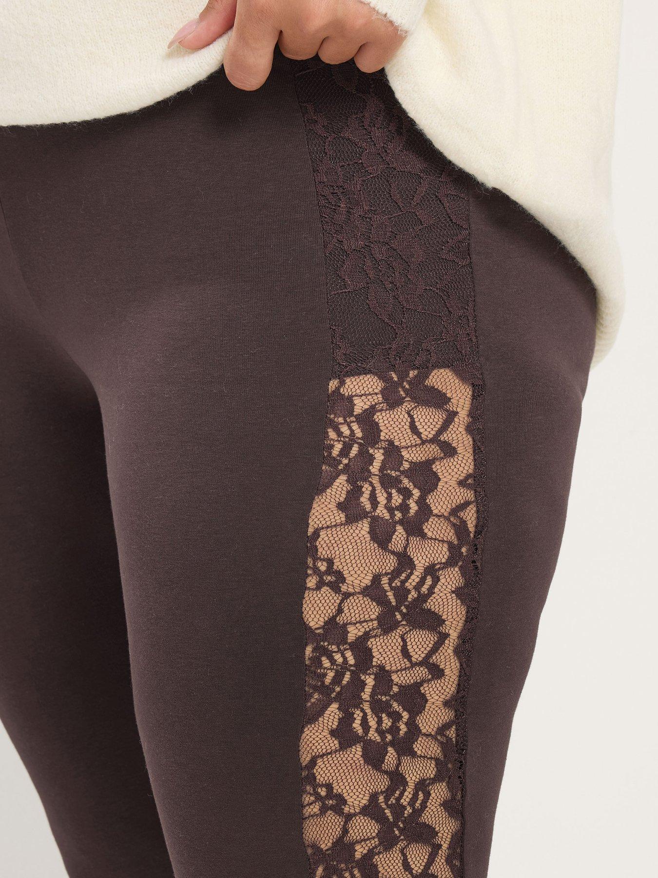 Image 4 of 4 of Yours Curve Lace Stripe Legging