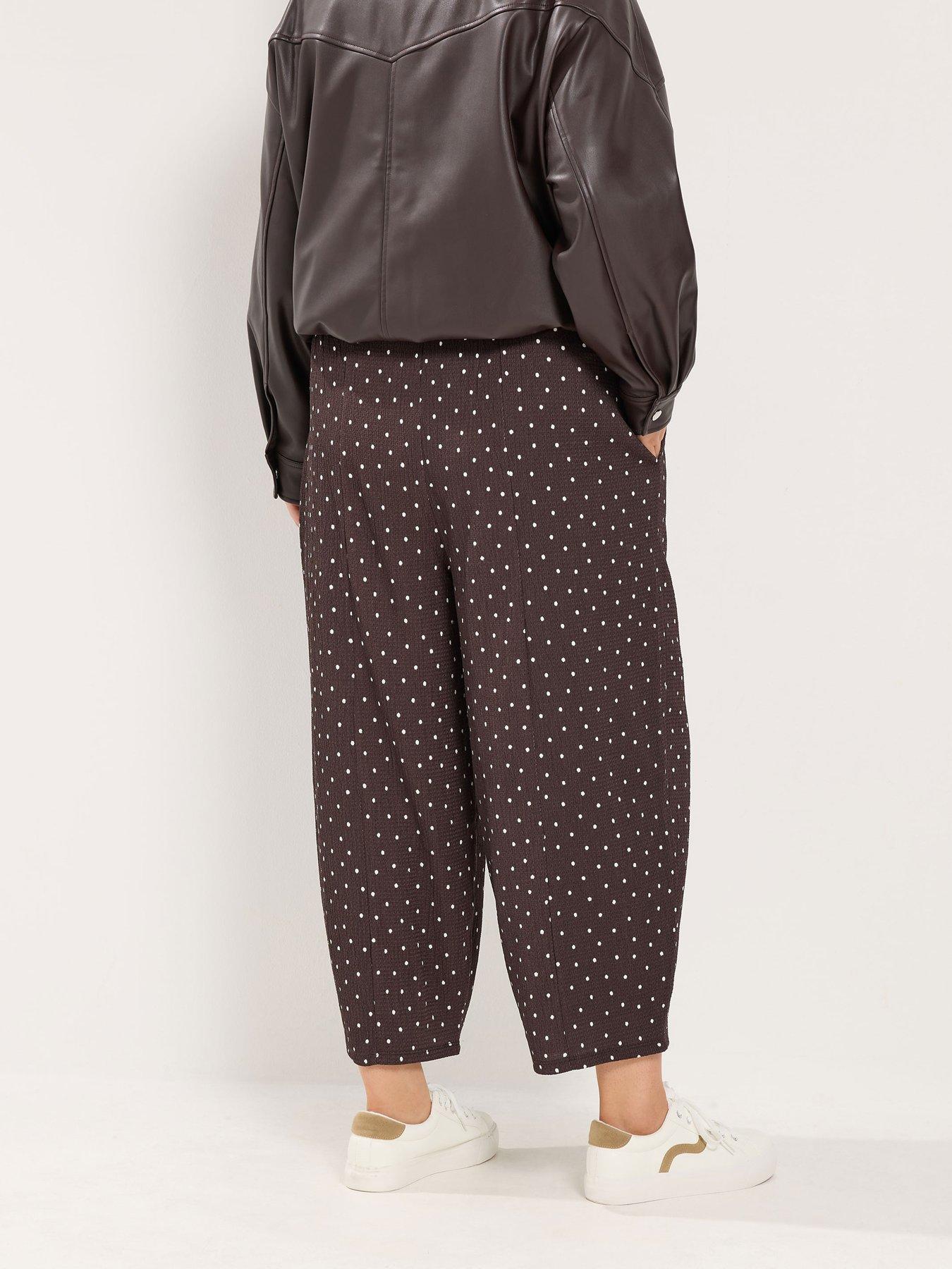 Image 2 of 4 of Yours Curve Crinkle Barrel Trouser - Brown