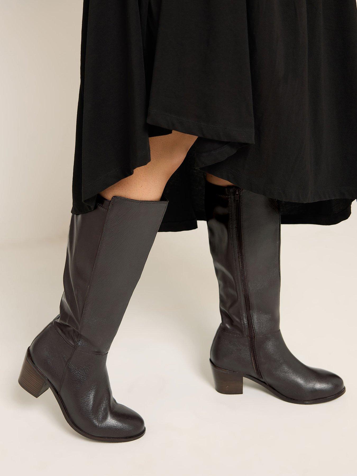 Yours Wide Fit Real Leather Knee High Boots - Brown