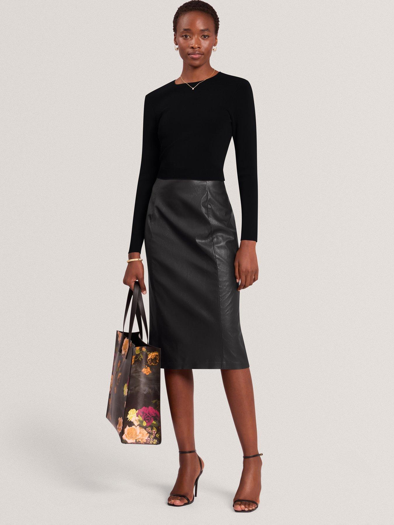 Ted Baker Pencil Skirt Mockable Midi Dress - Black