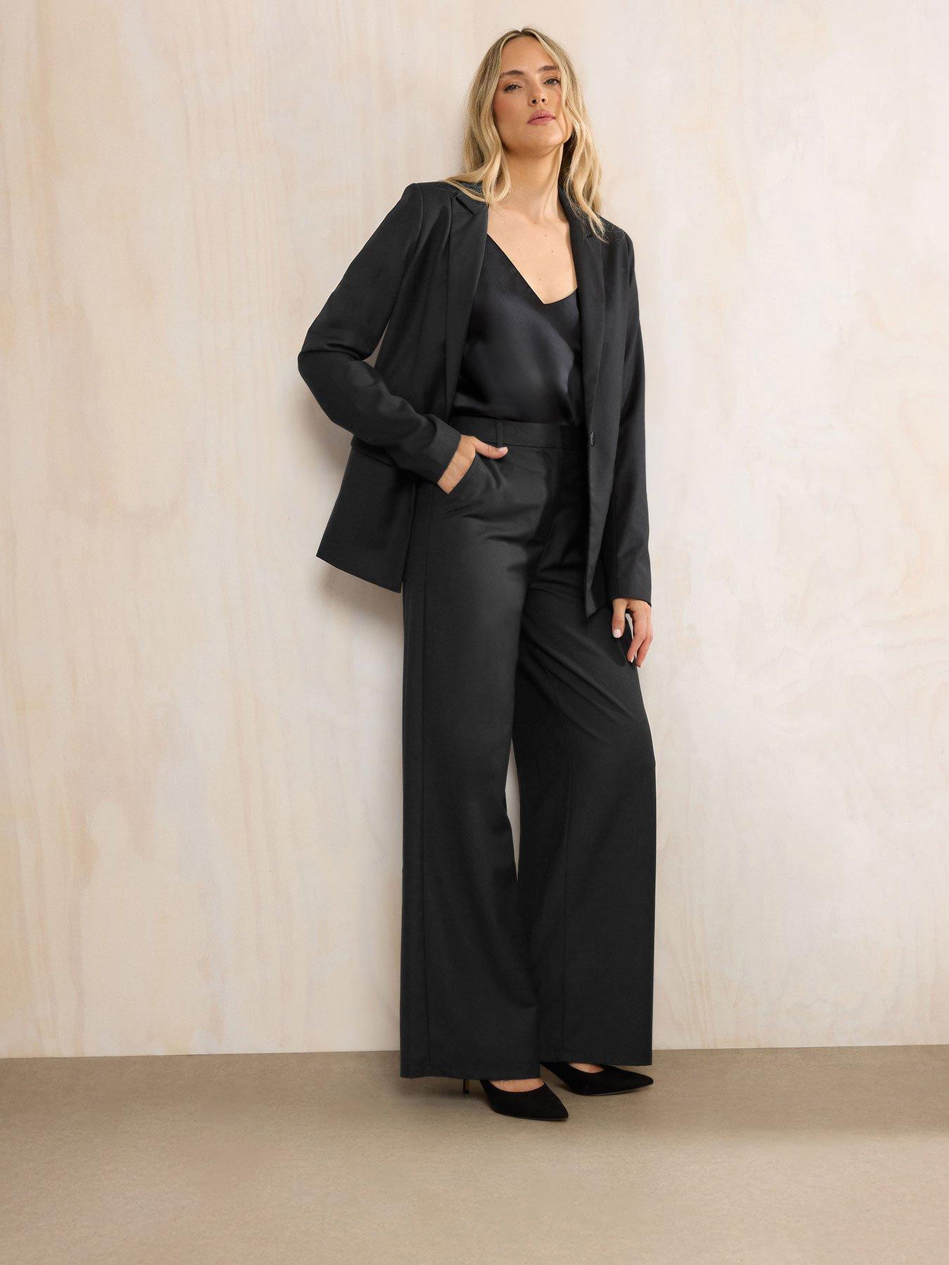 Long Tall Sally Wide Leg Tailored Trouser 34" - Black
