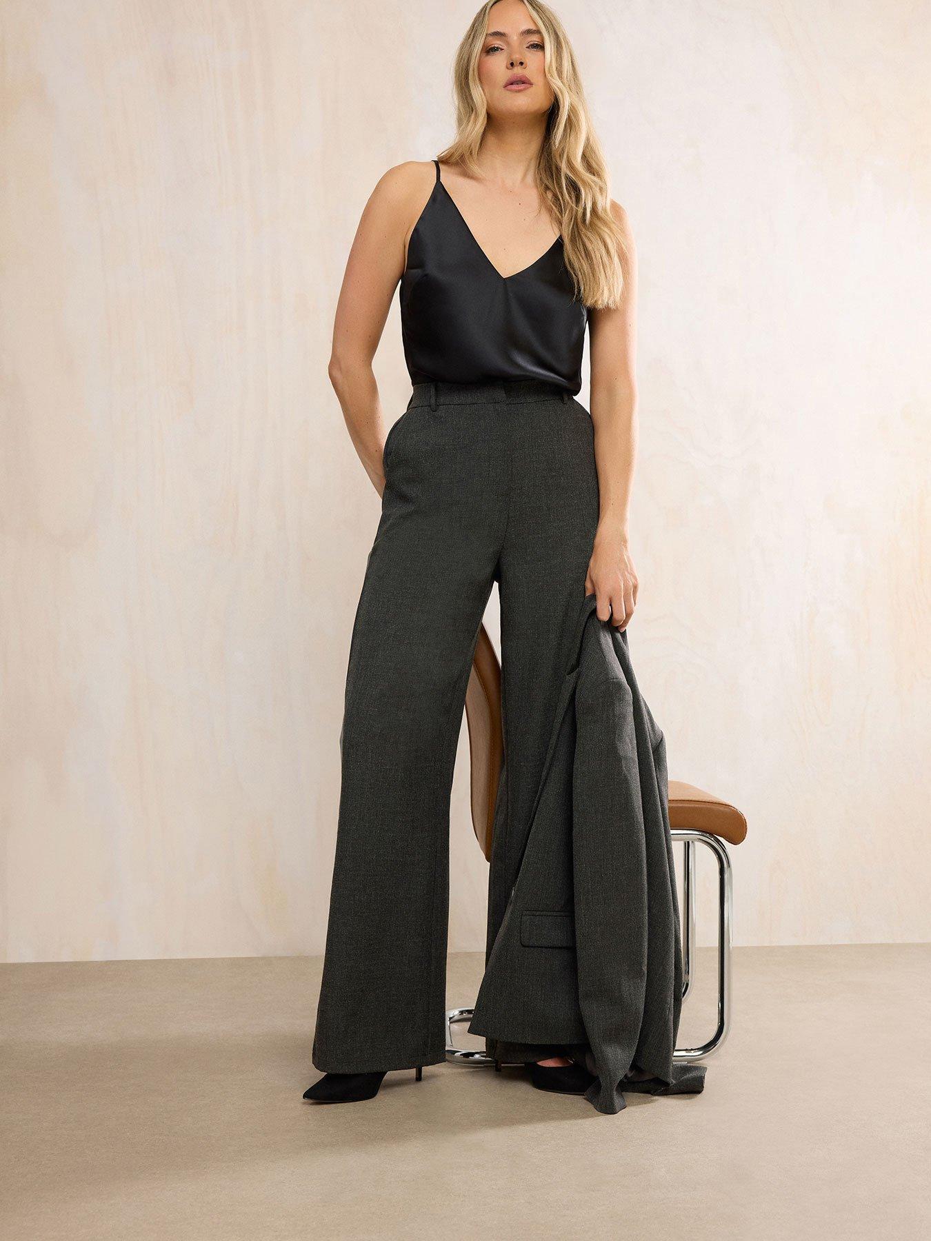 Image 1 of 4 of Long Tall Sally Wide Leg Tailored Trouser 34" - Grey