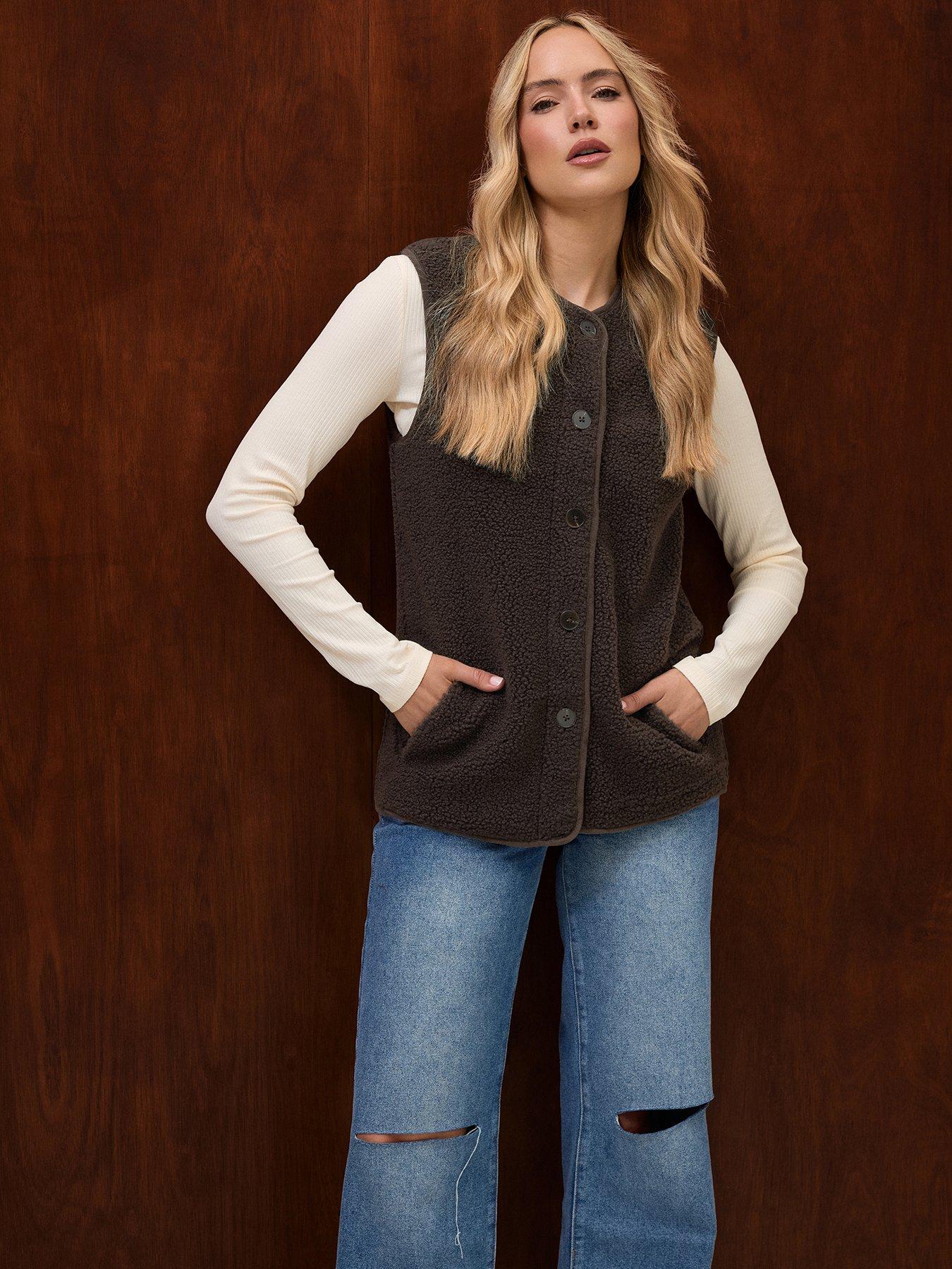 Long Tall Sally Chocolate Borg Gilet - Brown