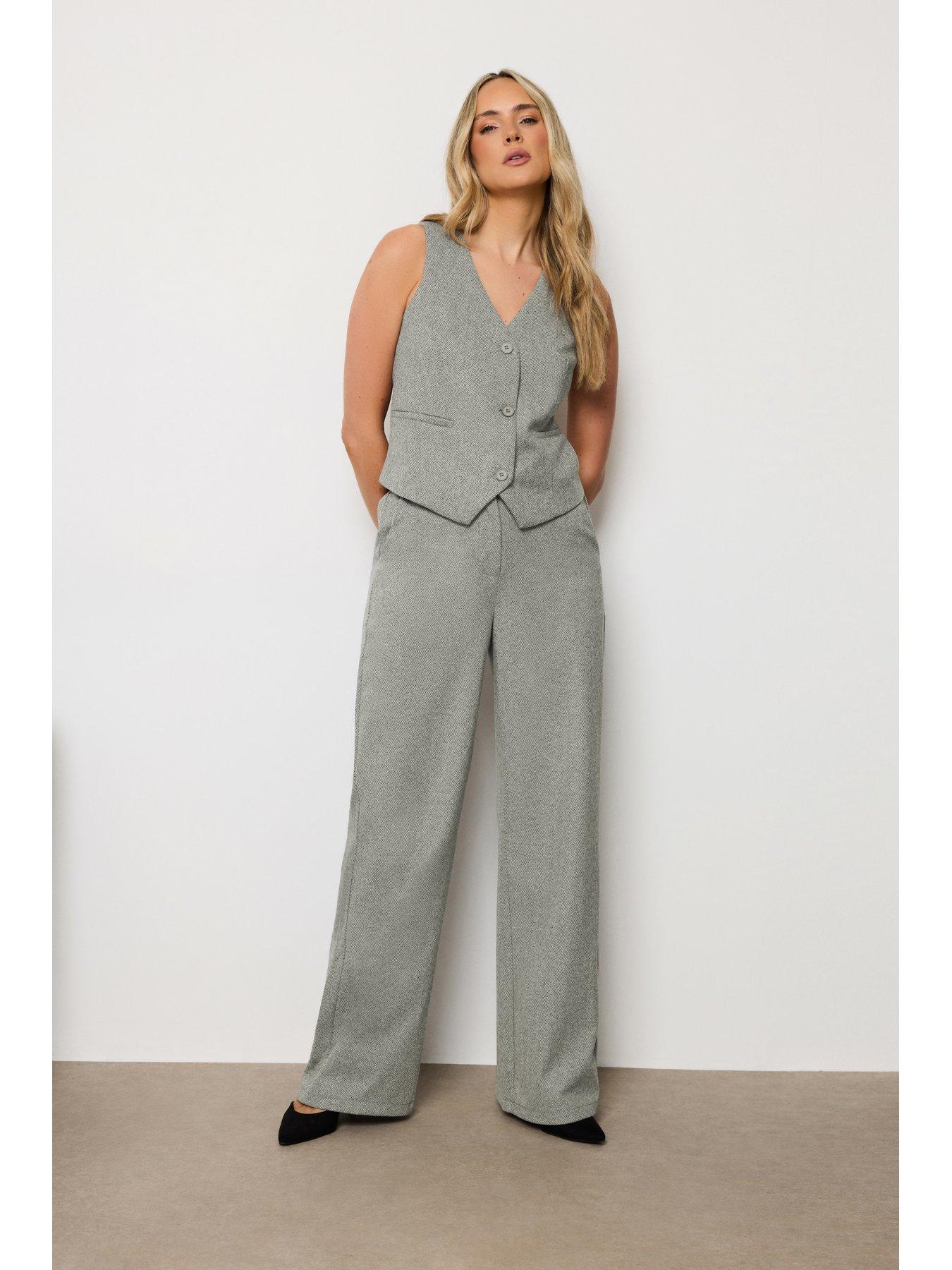 Image 1 of 4 of Long Tall Sally Premium Herringbone Trouser 34" - Grey