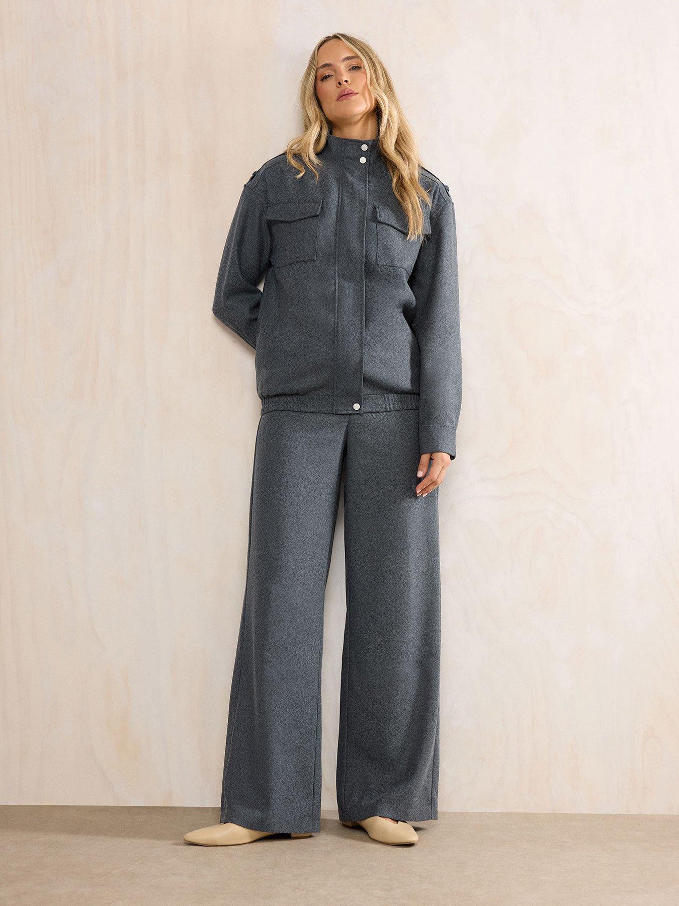 Long Tall Sally Premium Herringbone Trouser 34" - Grey