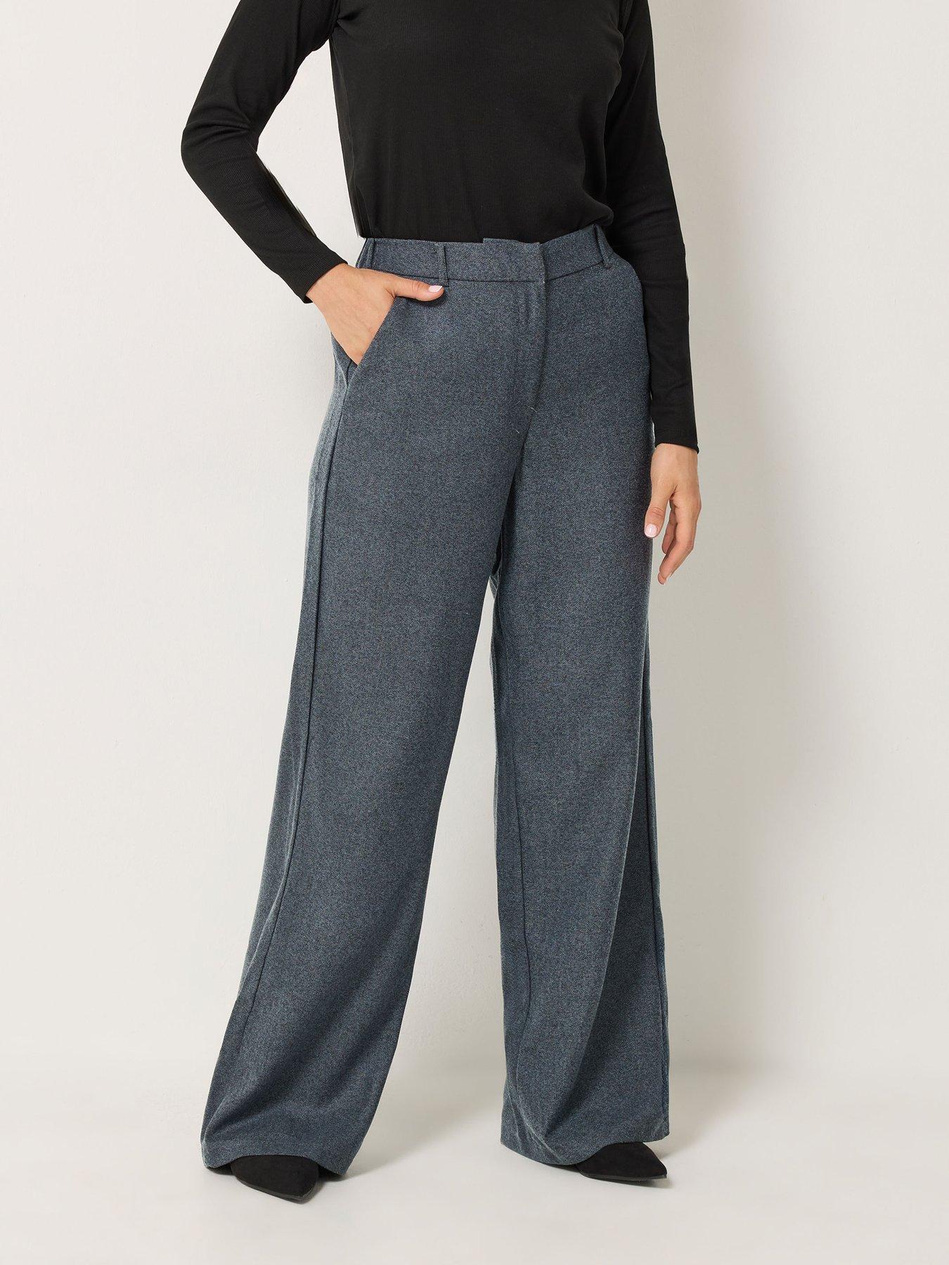 Image 2 of 4 of Long Tall Sally Premium Herringbone Trouser 34" - Grey