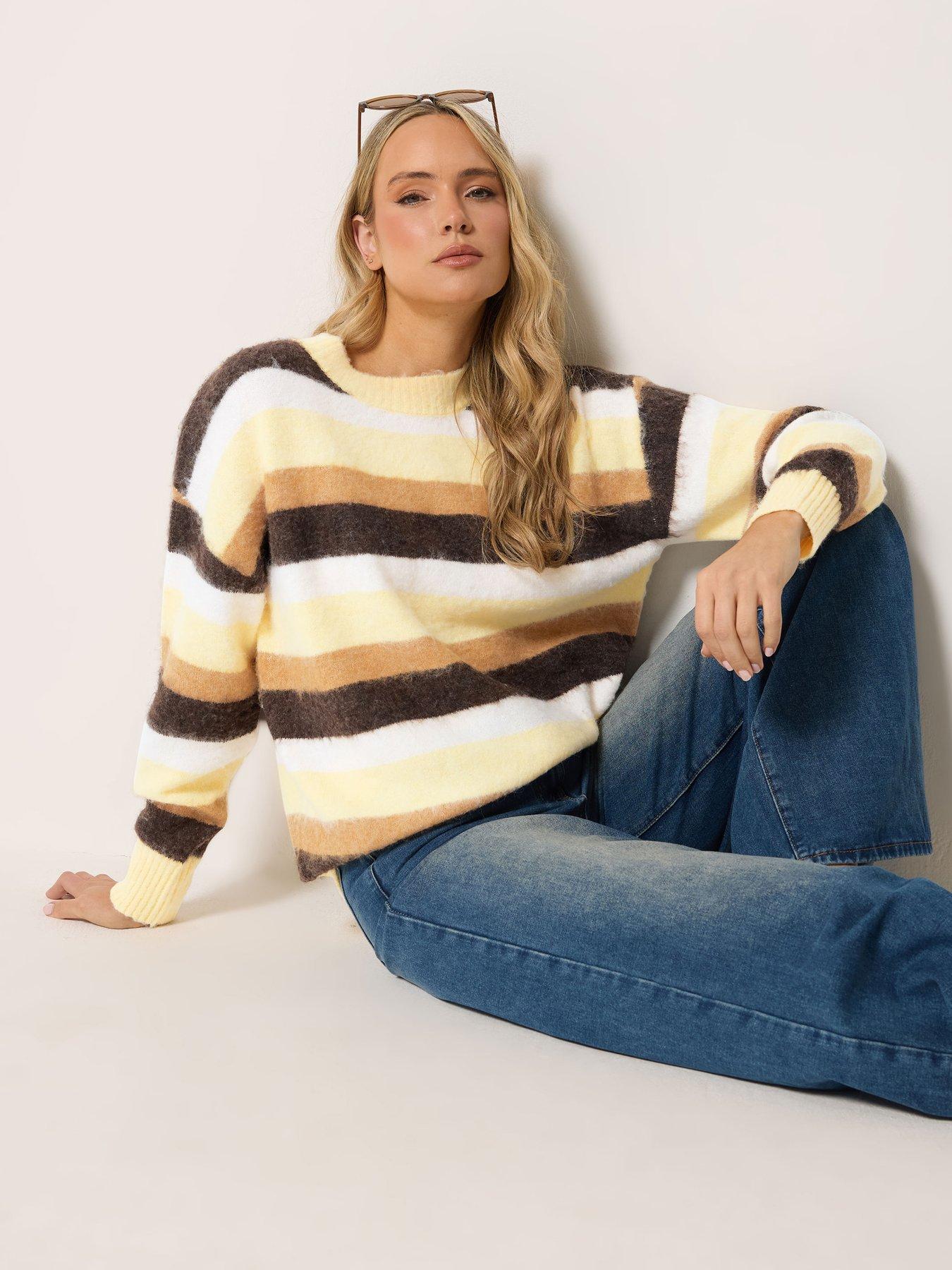 Image 1 of 4 of Long Tall Sally Stripe Fluffy Jumper - Yellow