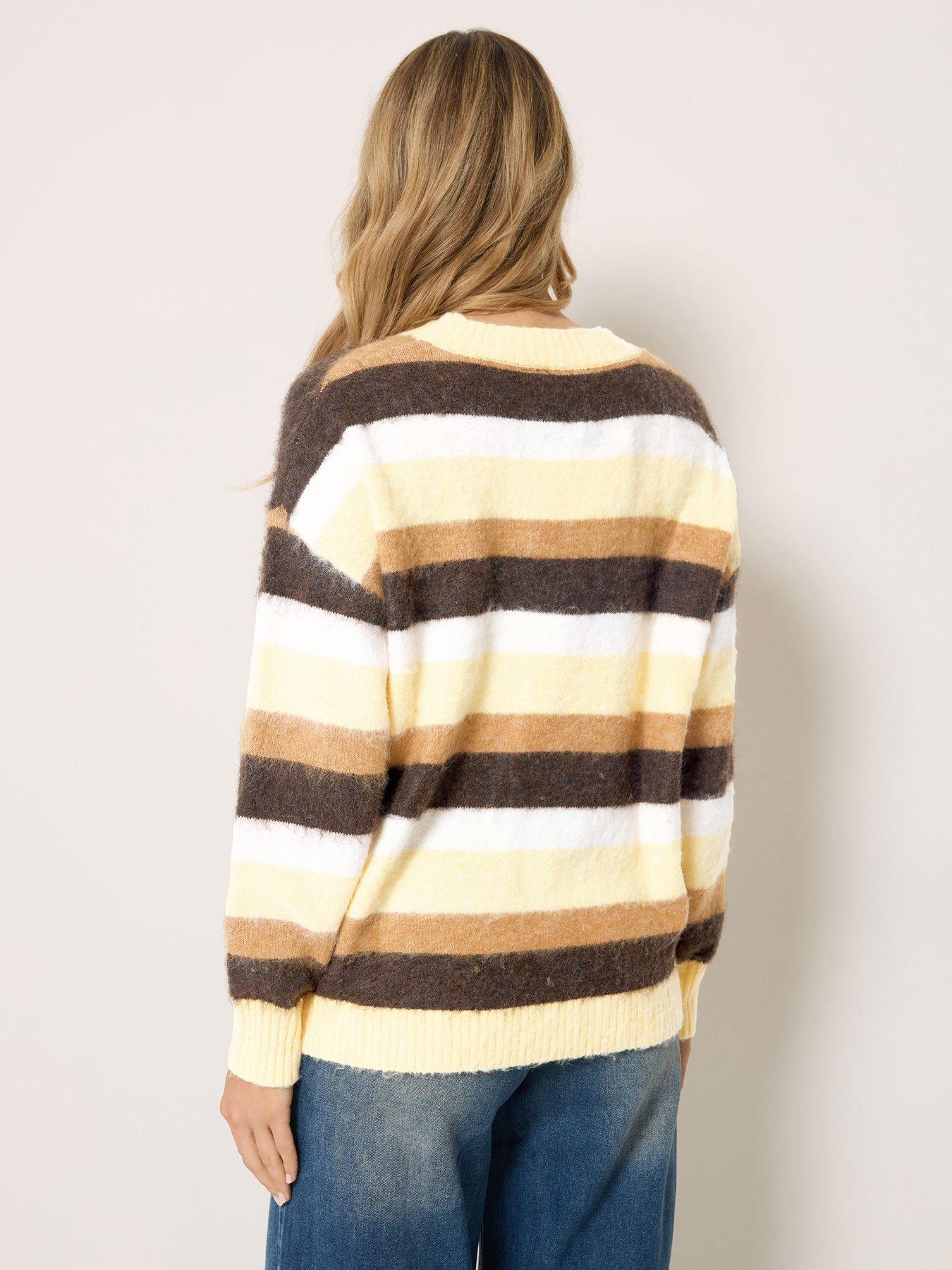 Image 2 of 4 of Long Tall Sally Stripe Fluffy Jumper - Yellow