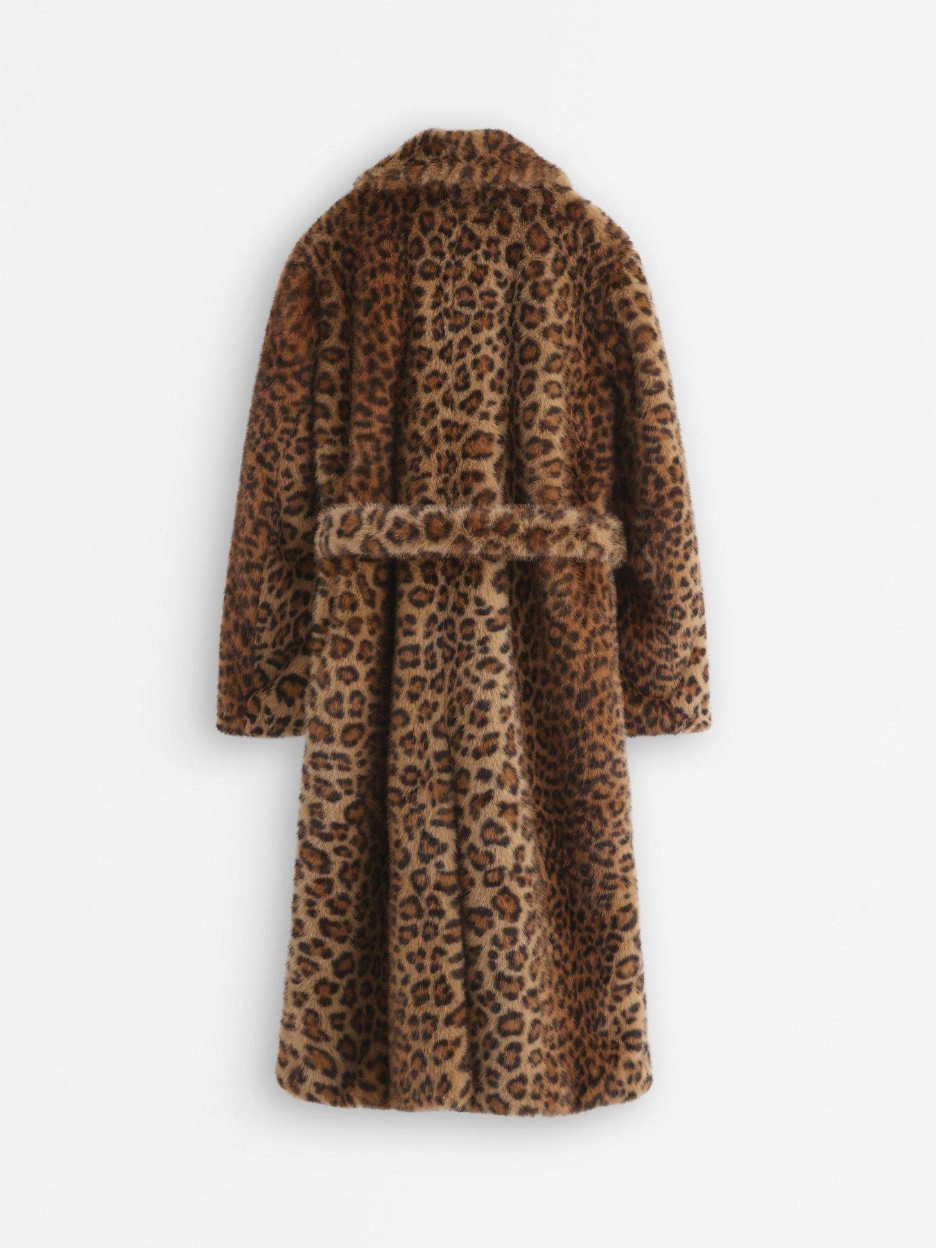 Image 3 of 4 of Lindex Womens Leonora Leopard Print Longline Coat - Brown