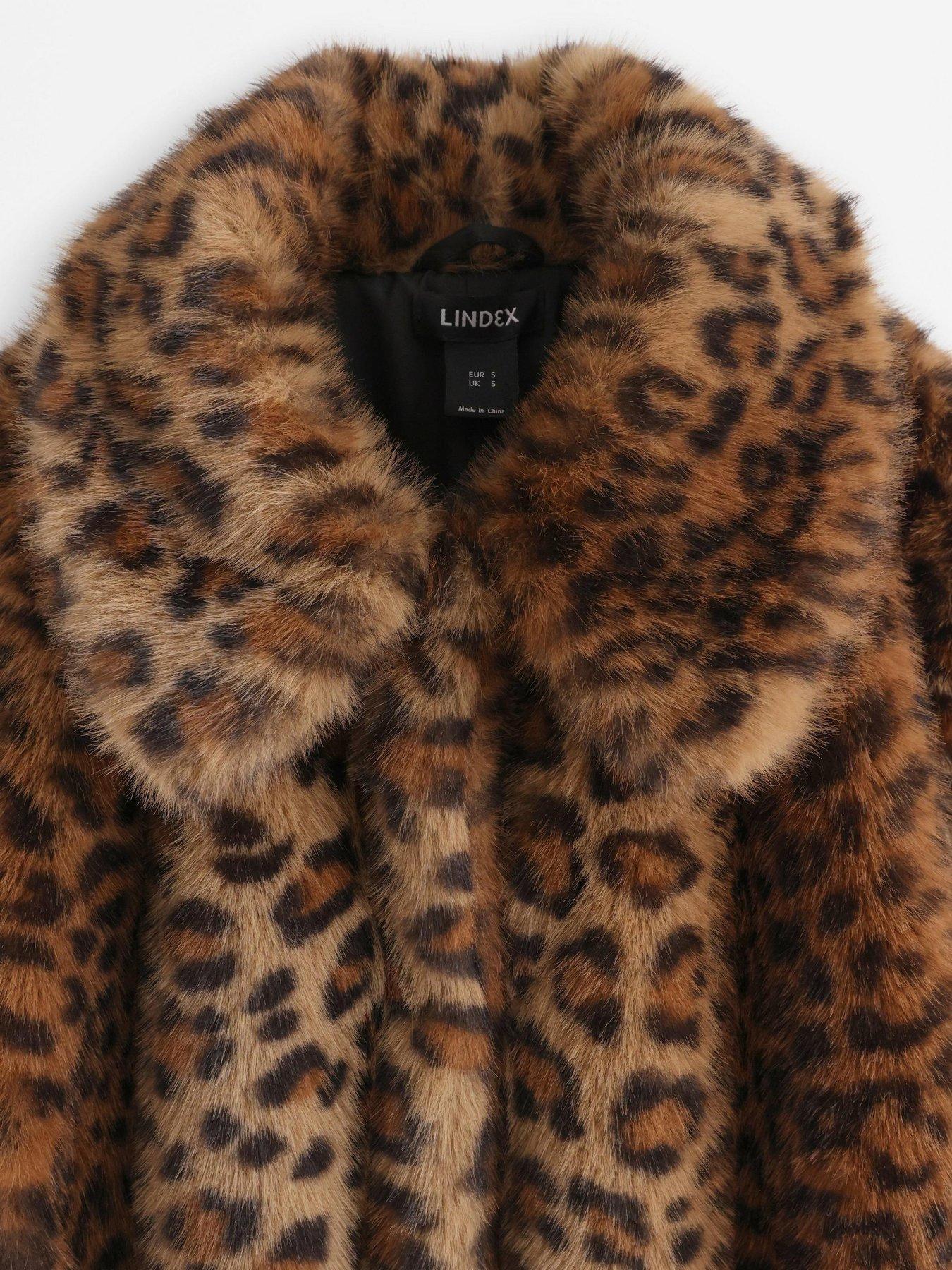 Image 4 of 4 of Lindex Womens Leonora Leopard Print Longline Coat - Brown