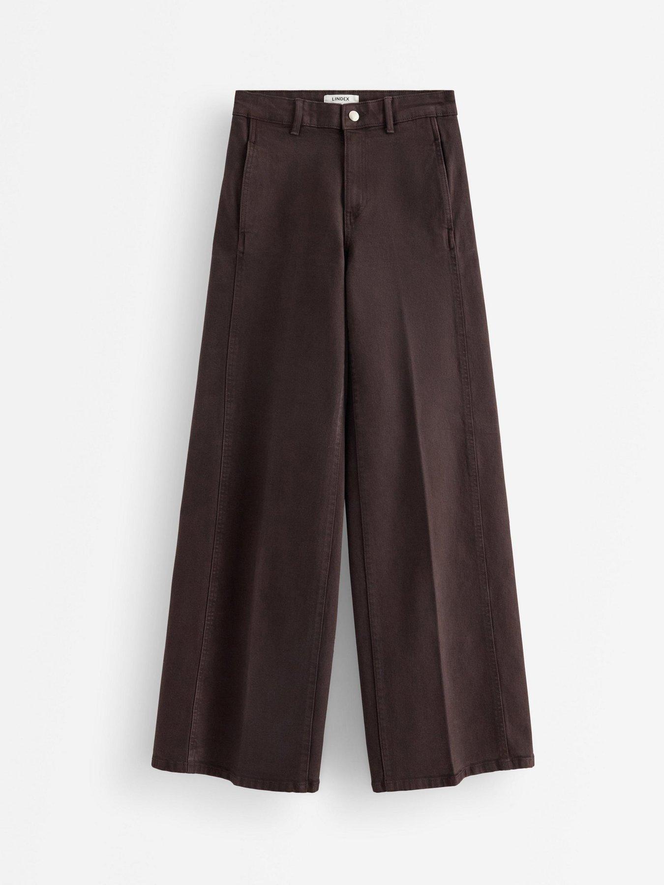 Image 3 of 4 of Lindex Womens Wide Leg Dark Brown Trousers - Brown
