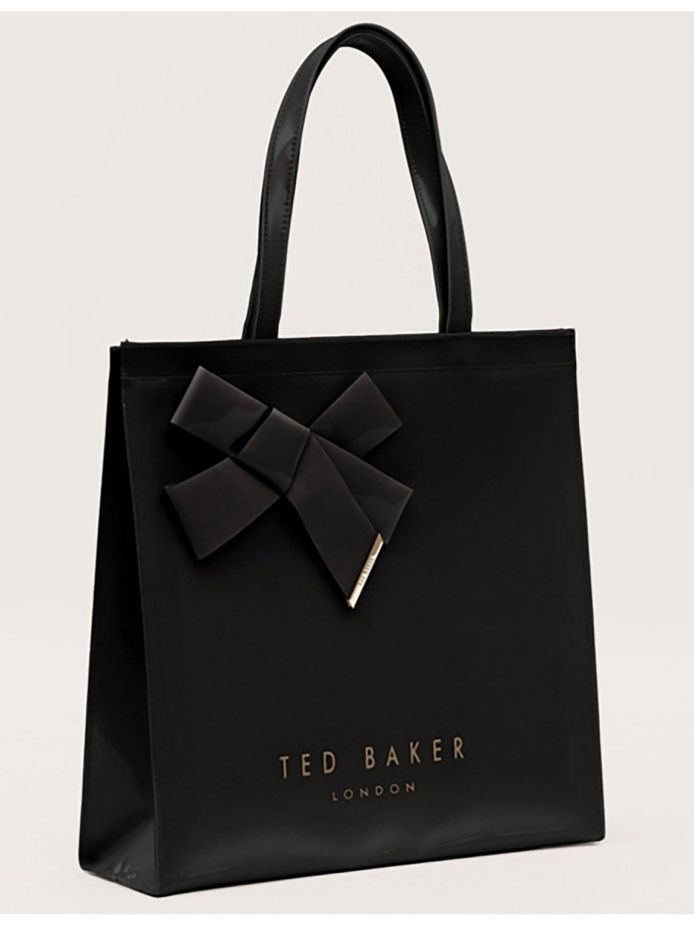 Image 2 of 4 of Ted Baker Large Tote Bag with Statement Bow Detail - Black