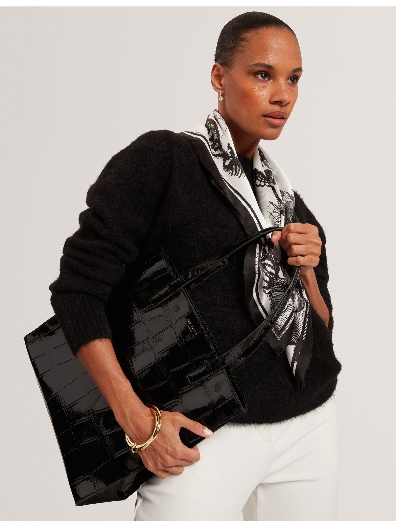 Image 2 of 5 of Ted Baker Croc-Effect Large Shopper Tote Bag - Black