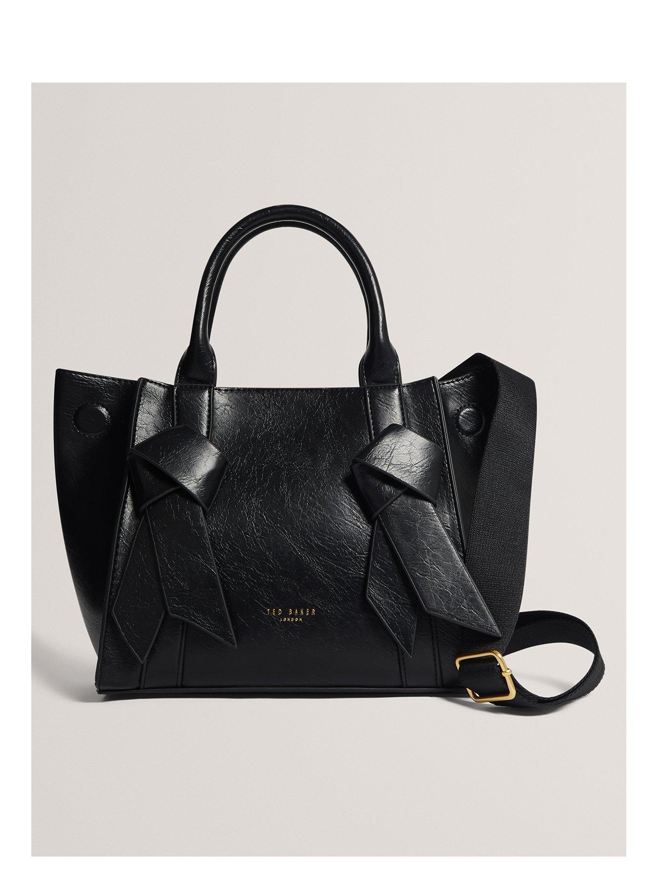 Image 1 of 5 of Ted Baker Medium Tote Bag with Knot Bow Detail - Black