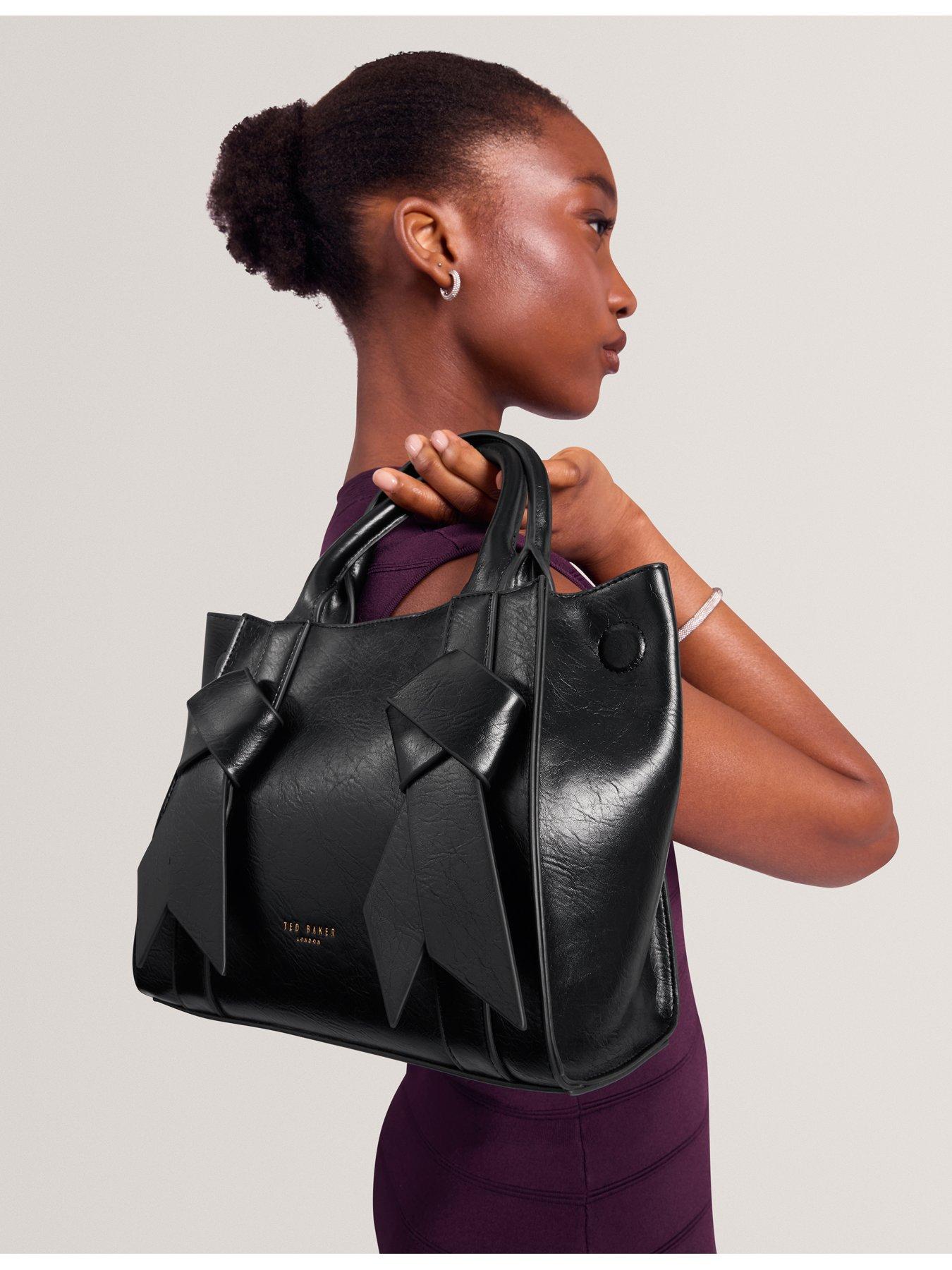Image 2 of 5 of Ted Baker Medium Tote Bag with Knot Bow Detail - Black