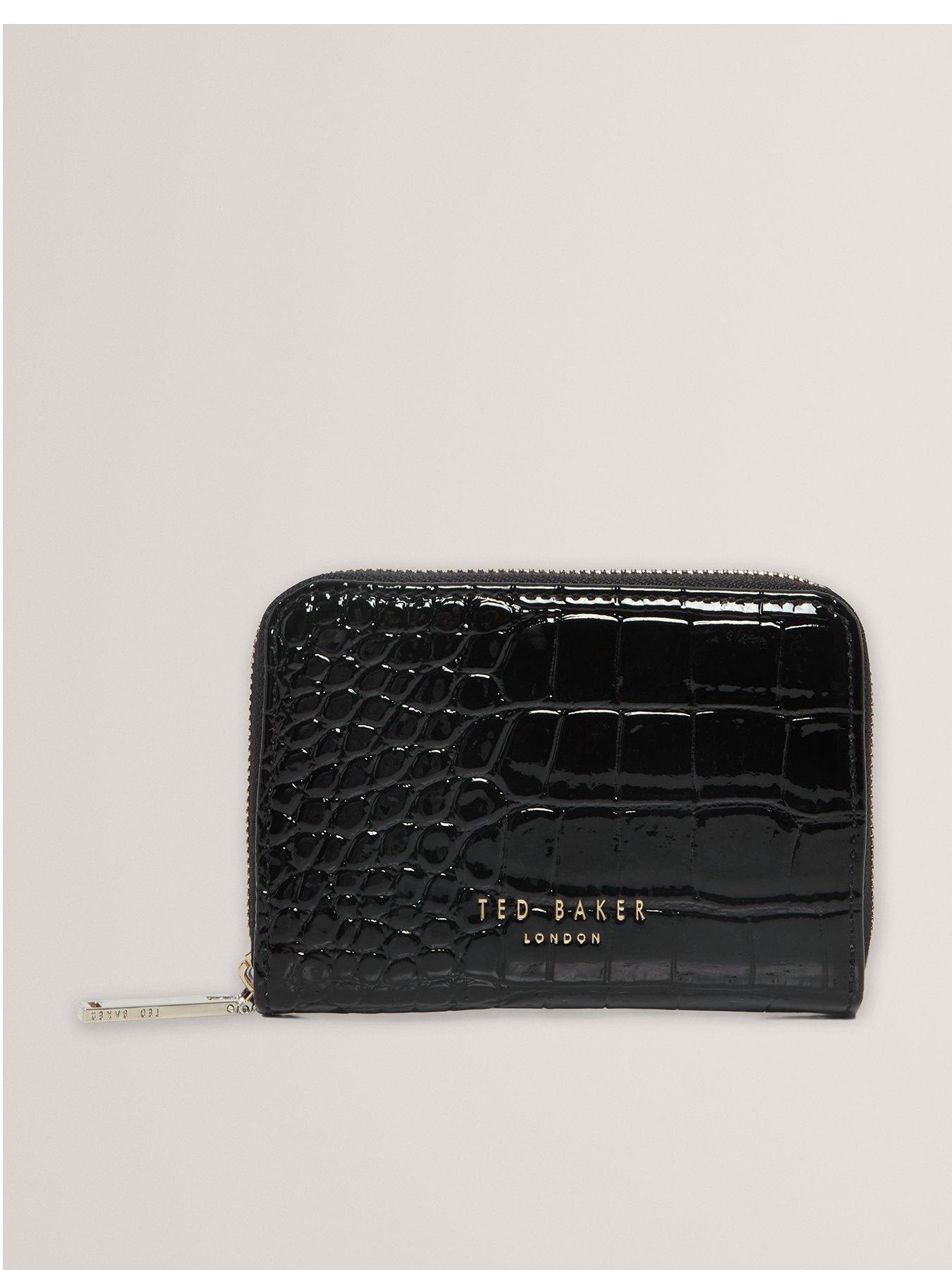 Debenhams Women's Black Croc Effect Small Zip Around Wallet - Image 3