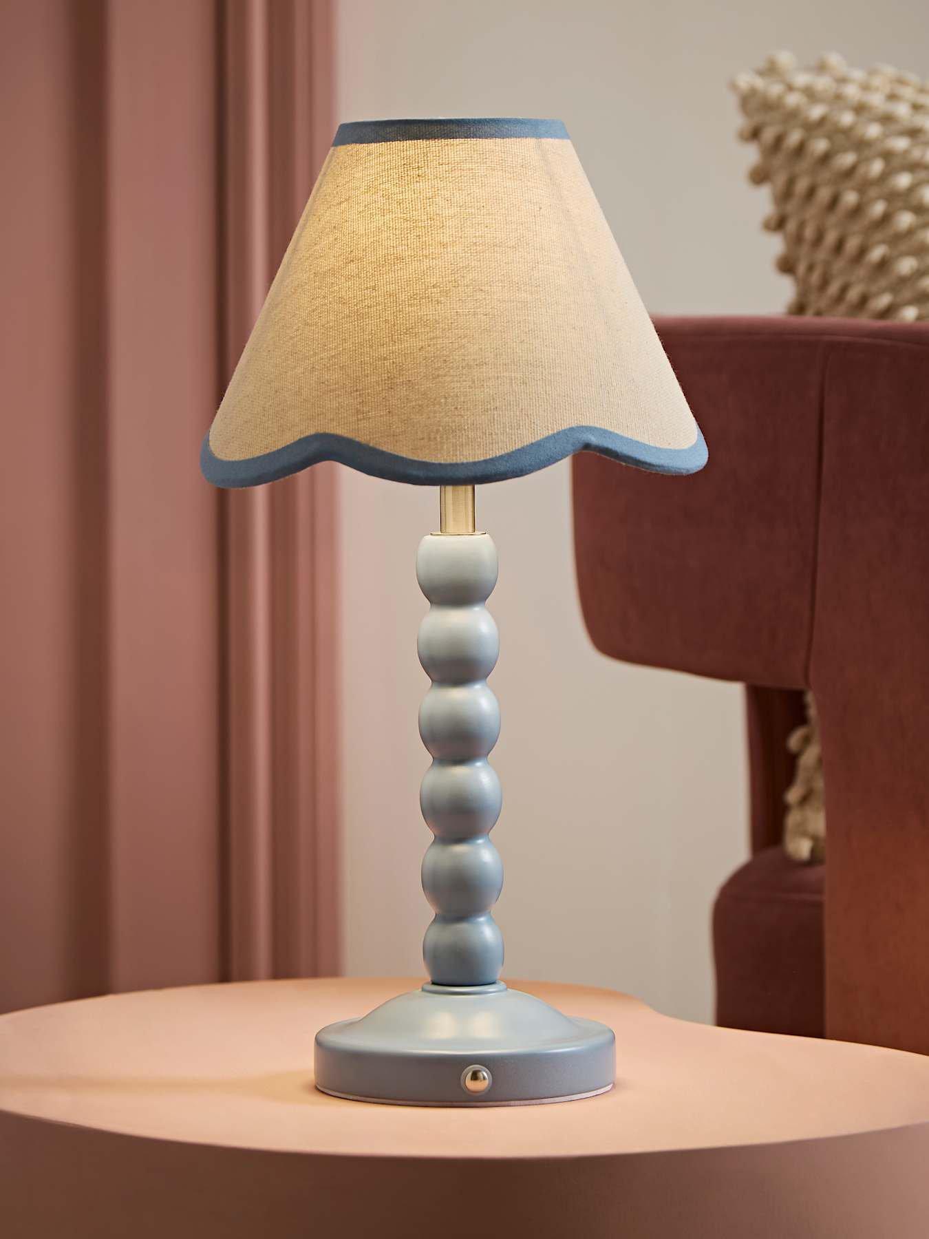 Valuelights Blue Bobble Rechargeable Table Lamp With Trim Scallop Shade - Image 6