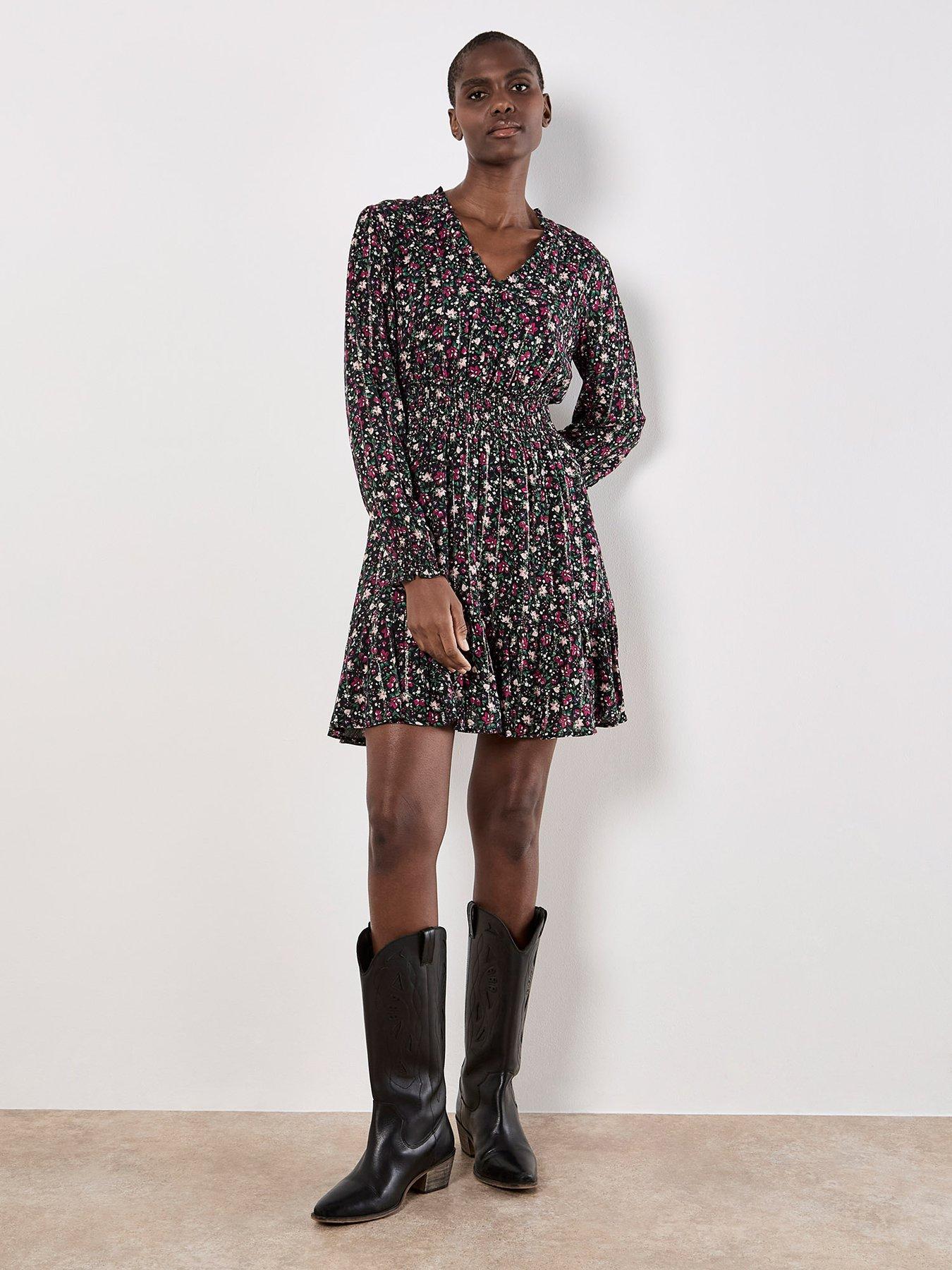 Image 3 of 4 of Apricot Womens Lurex Shirred Mini Dress - Black