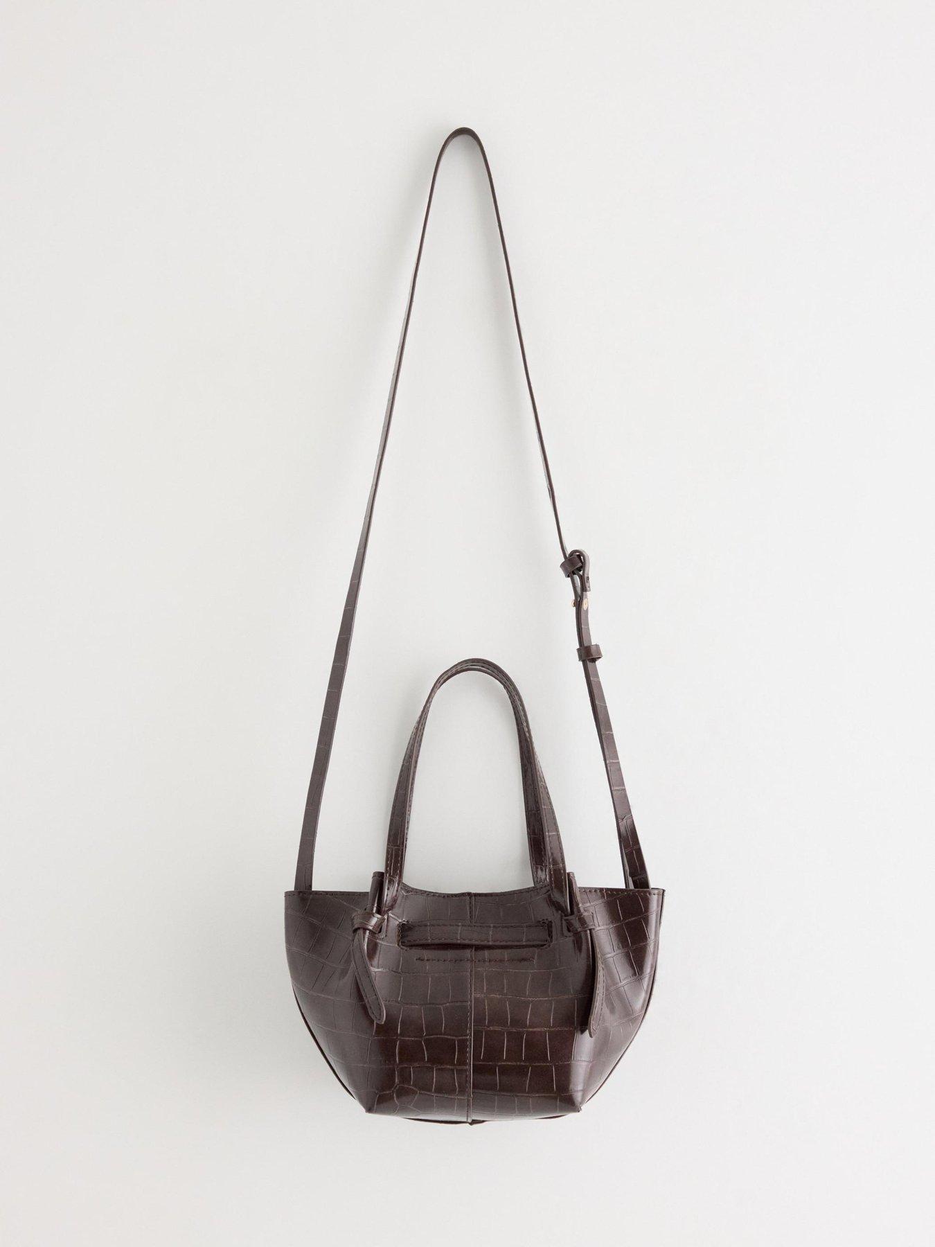 Image 2 of 3 of Lindex Womens Elsie Croc Effect Shoulder Strap Mini Tote Bag - Brown