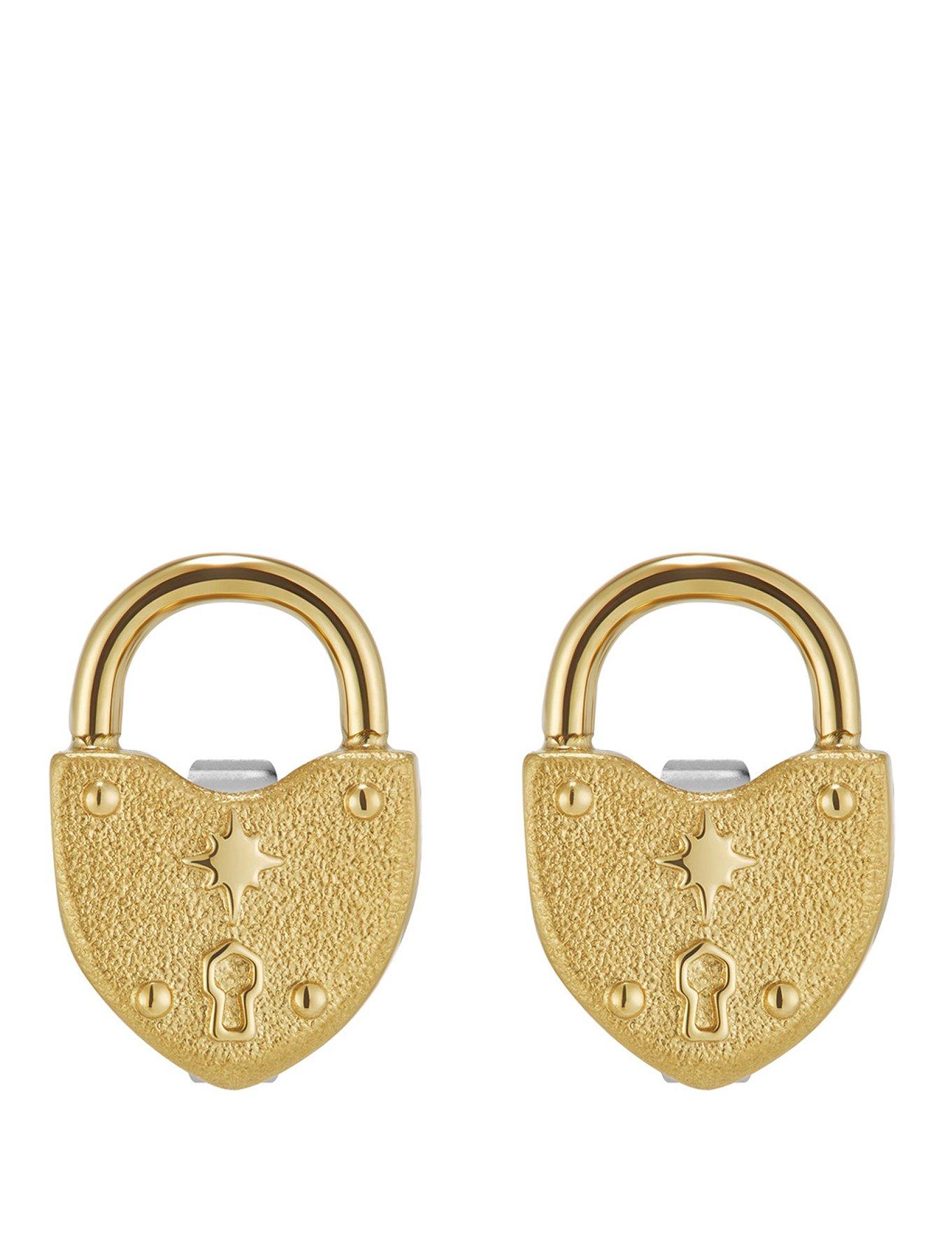 Olivia Burton Gold IP Stud Lock Heart Earrings - Image 2