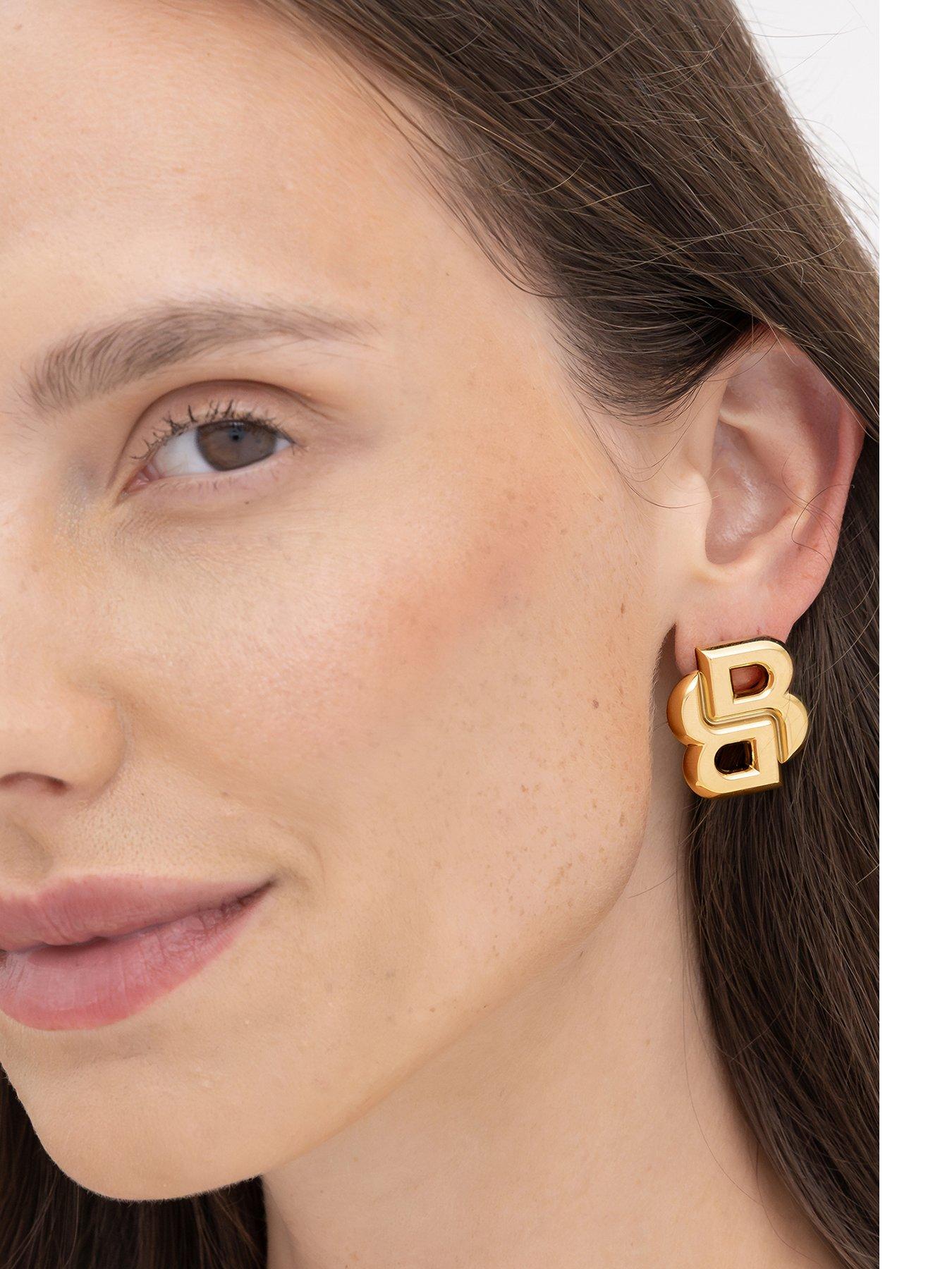 Image 1 of 7 of BOSS Double B Statement Light Yellow Gold Earrings