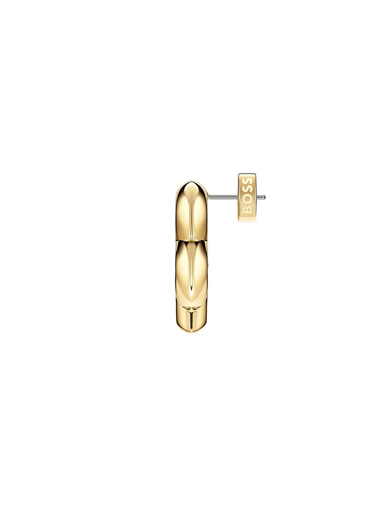 Image 3 of 7 of BOSS Double B Statement Light Yellow Gold Earrings