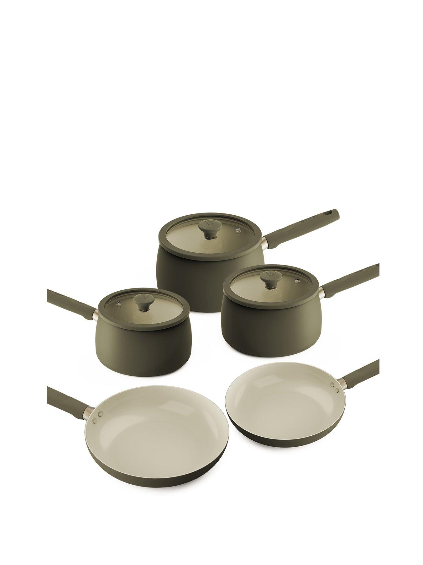 Image 1 of 5 of Prestige Ceramic Edition - 2 Pc Non-stick Frying Pan Set: 20cm , 28cm: Urban Olive 3 Pc Non-stick Saucepan Set: 16cm , 18cm , 20cm