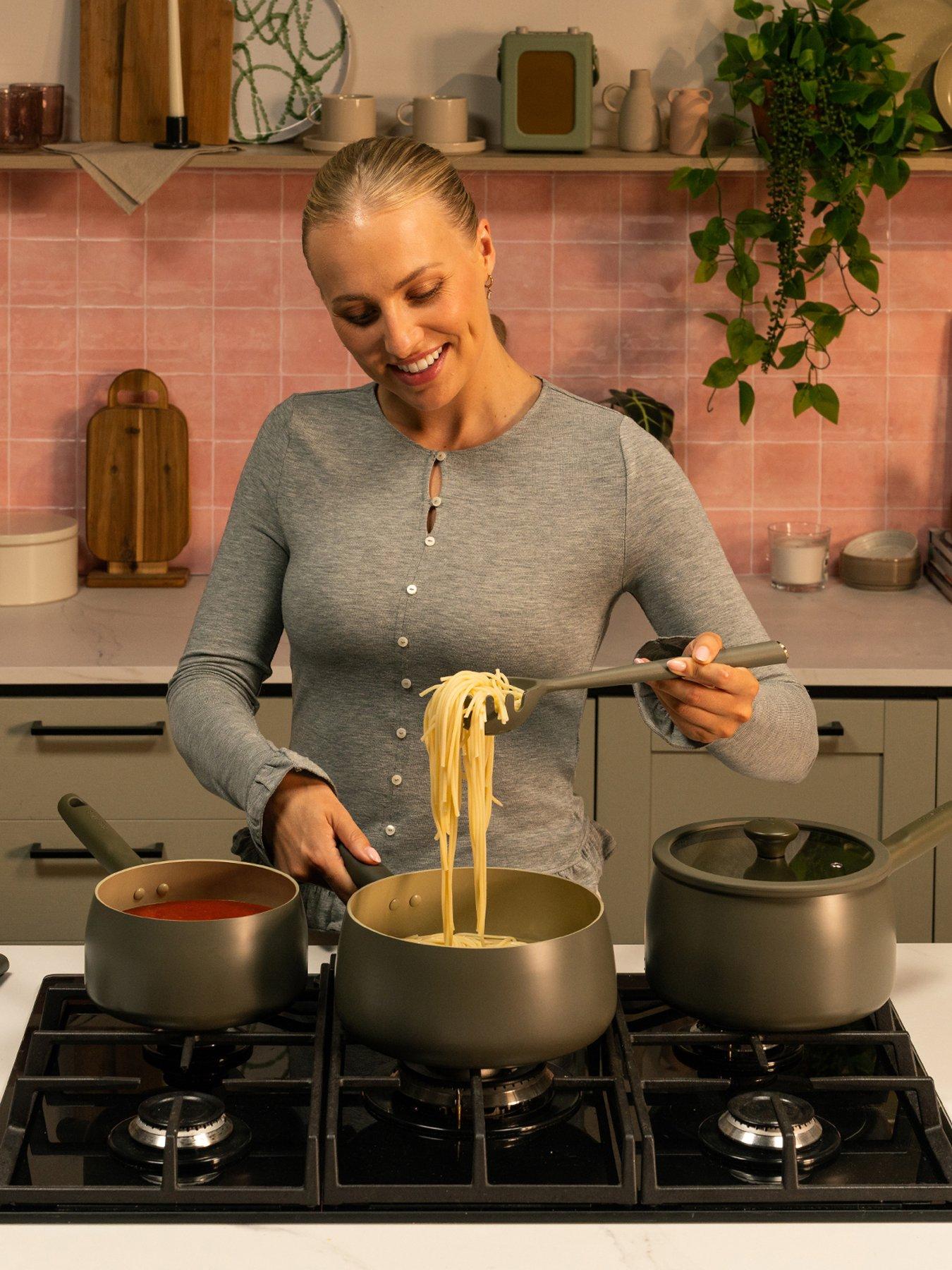 Image 3 of 5 of Prestige Ceramic Edition - 2 Pc Non-stick Frying Pan Set: 20cm , 28cm: Urban Olive 3 Pc Non-stick Saucepan Set: 16cm , 18cm , 20cm