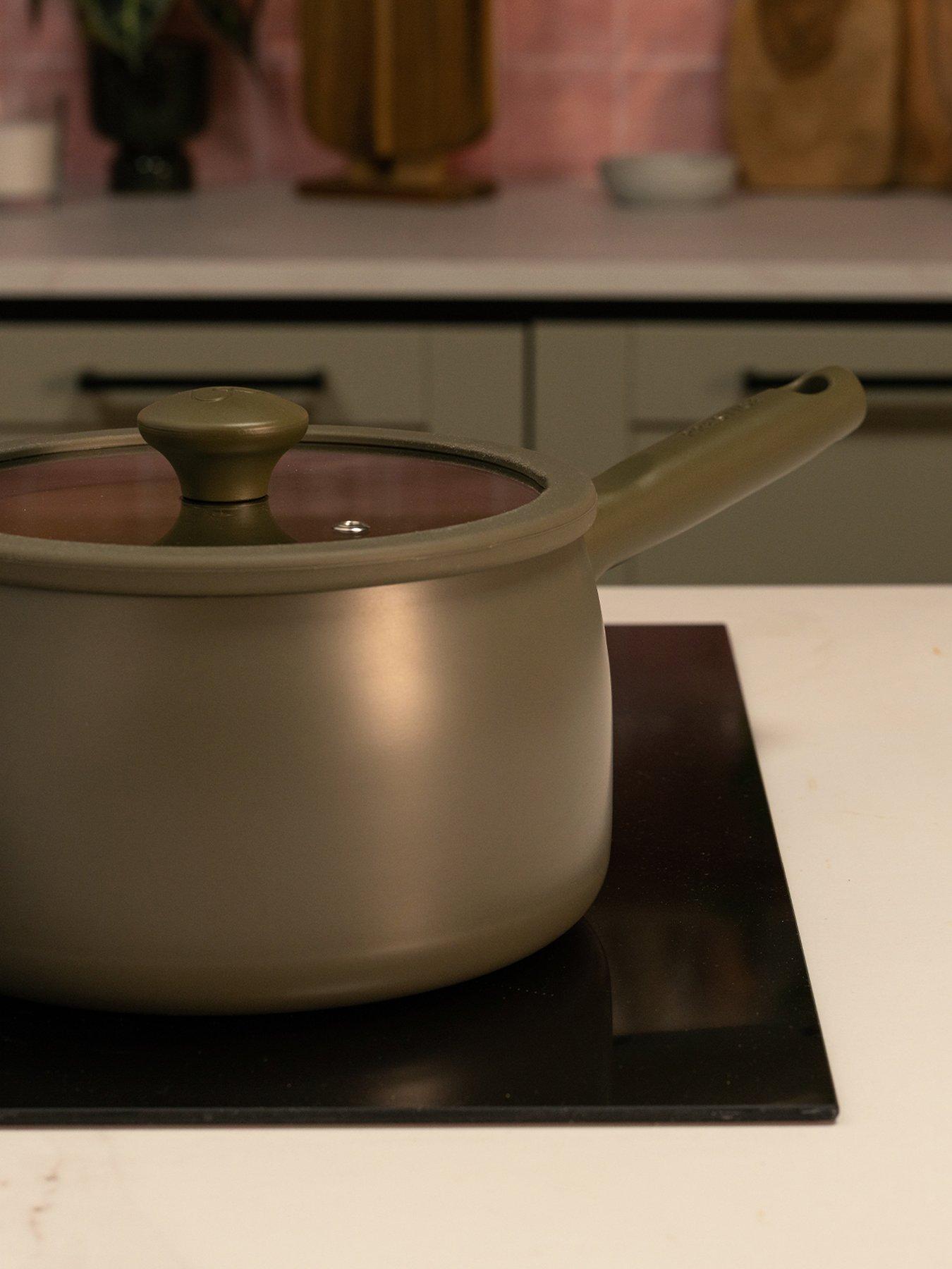 Image 4 of 5 of Prestige Ceramic Edition - 2 Pc Non-stick Frying Pan Set: 20cm , 28cm: Urban Olive 3 Pc Non-stick Saucepan Set: 16cm , 18cm , 20cm