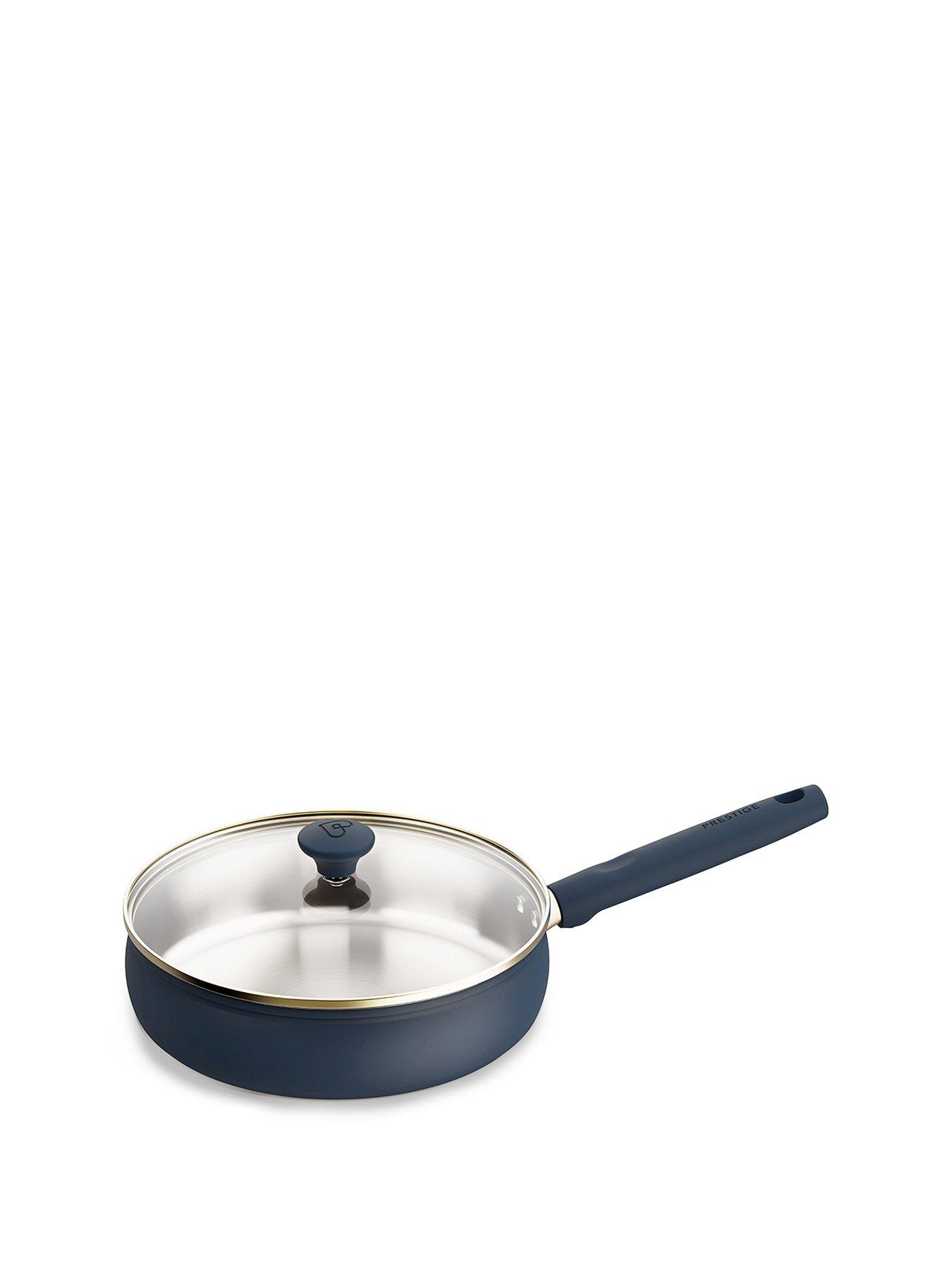 Image 1 of 5 of Prestige Stainless Edition - 24cm Uncoated Deep Sided Frying Pan With Lid: French Navy