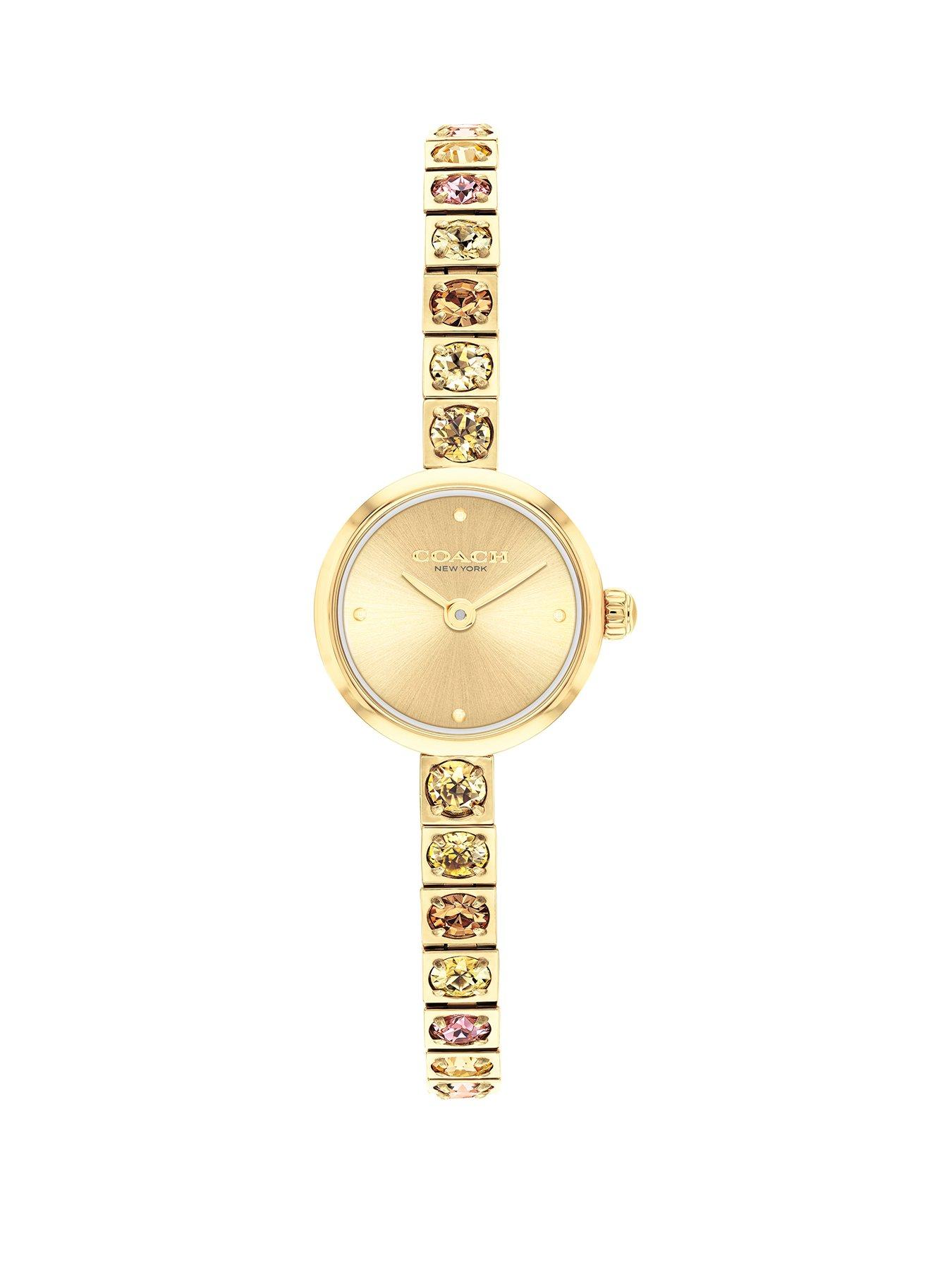 Coach Ladies Iris Gold Plated Tennis Bracelet Watch