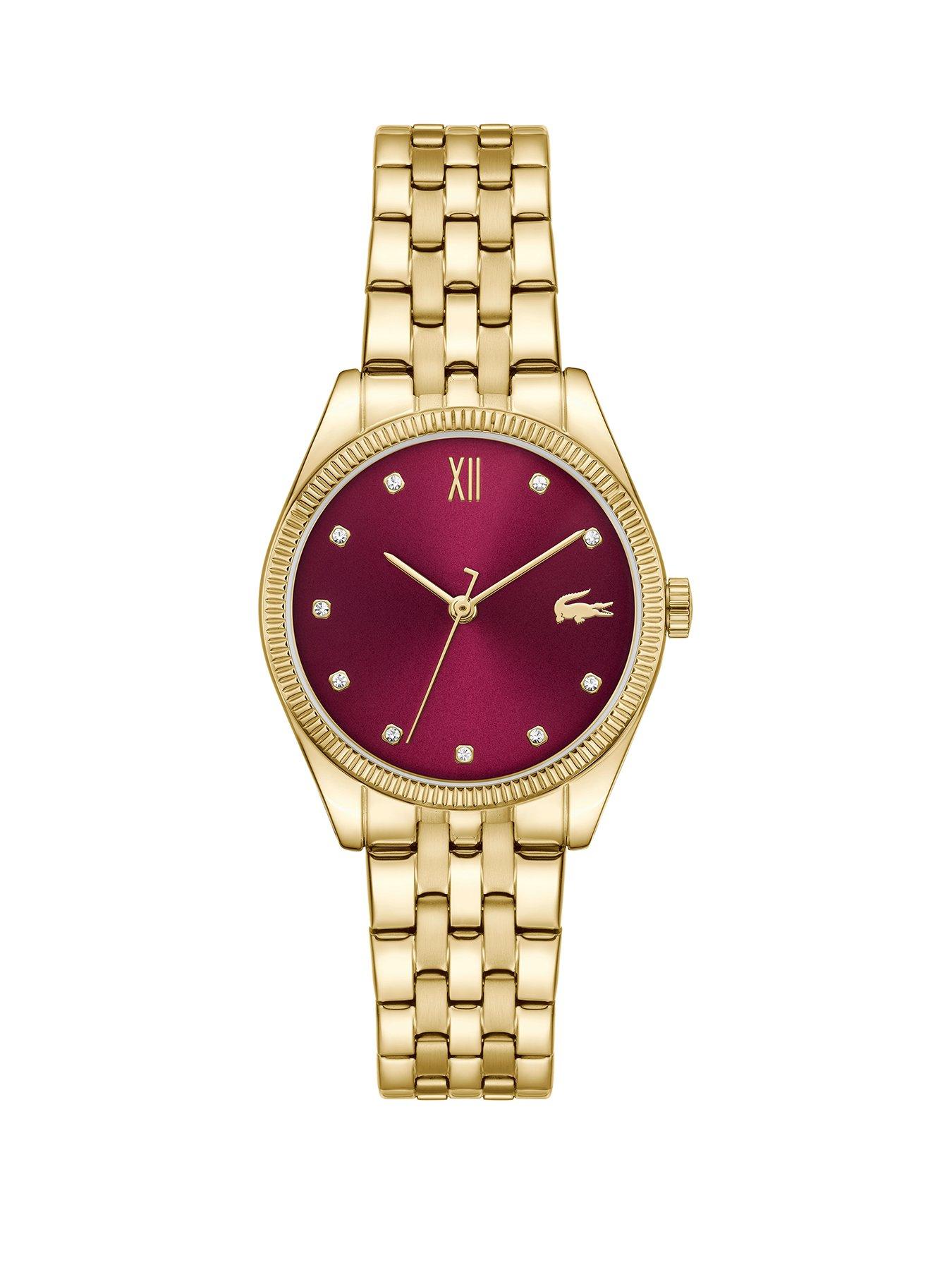 Lacoste Lacoste Ladies Tuilerie Burgundy Dial and Gold IP Bracelet Watch
