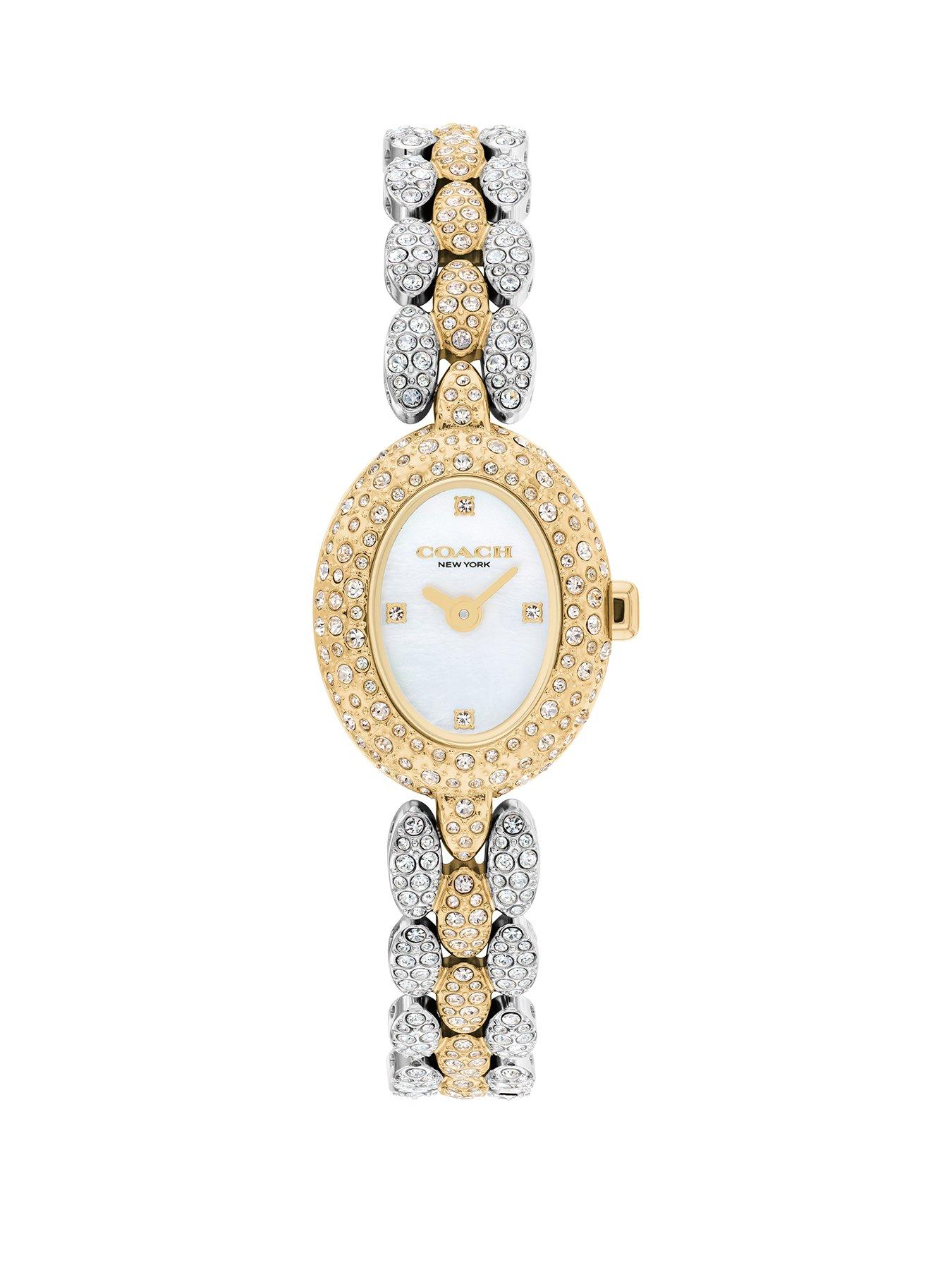 COACH Ladies Sammy Two-Tone Crystal Bracelet Watch, Multi, Women