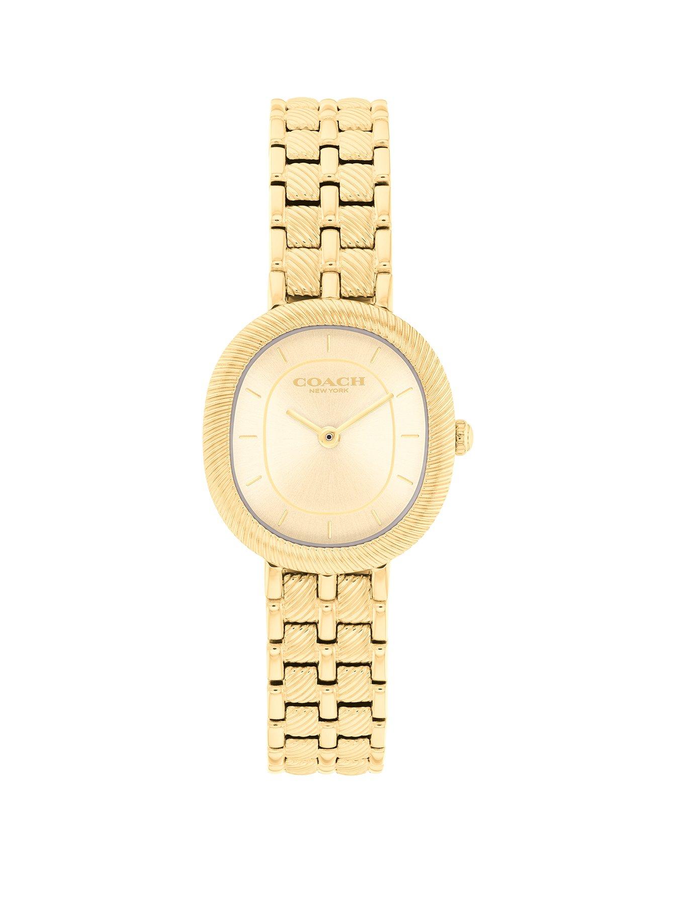 COACH Ladies Harlow Gold Plated Bracelet Watch, Gold, Women