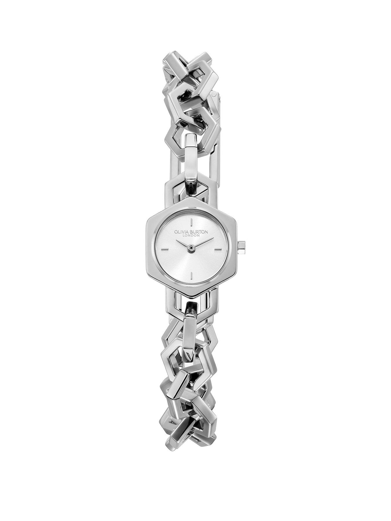 Olivia Burton Olivia Burton 20mm Hex Link Mini Silver White Watch
