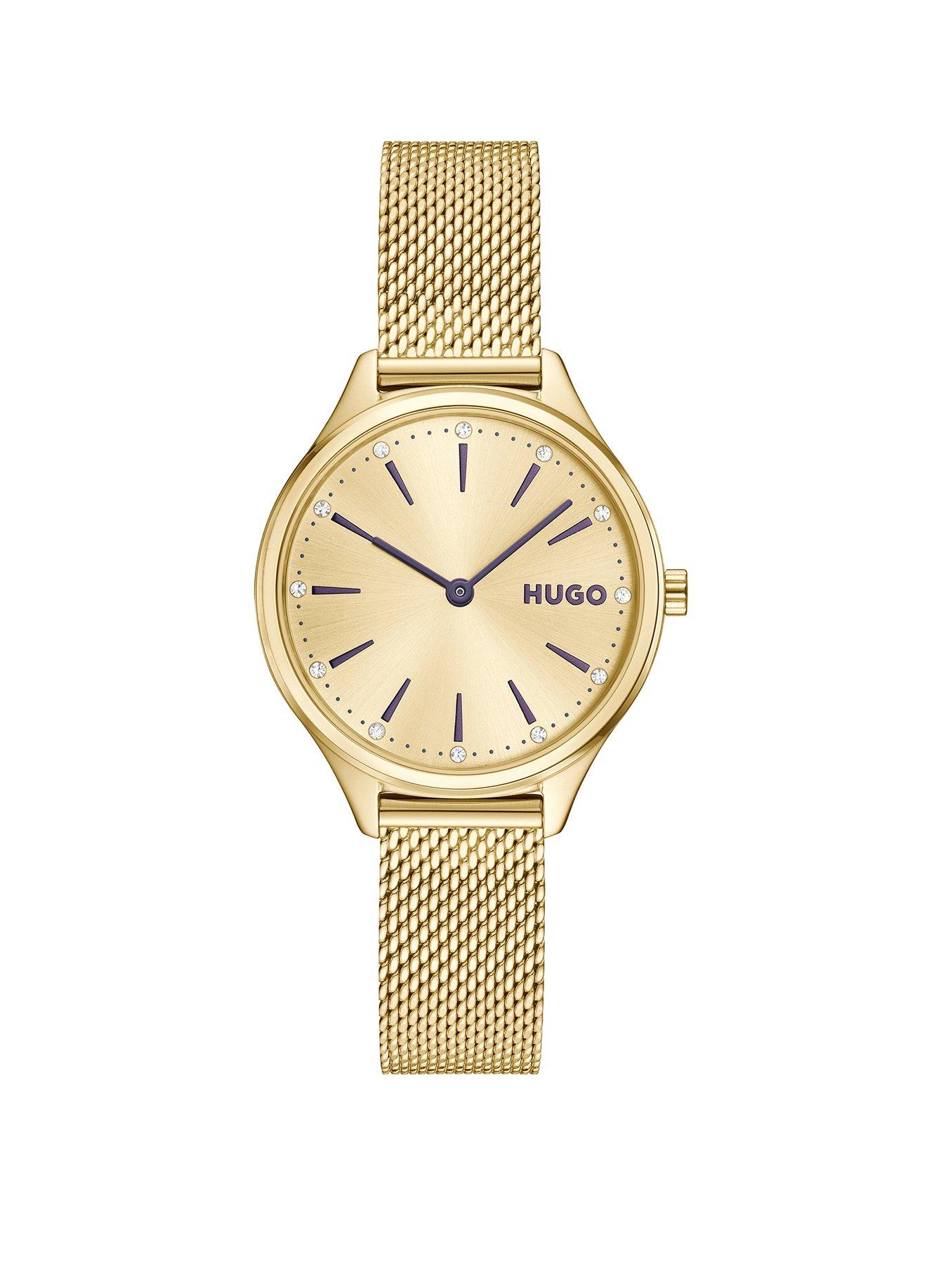 Hugo Light Yellow Gold Mesh Bracelet Watch