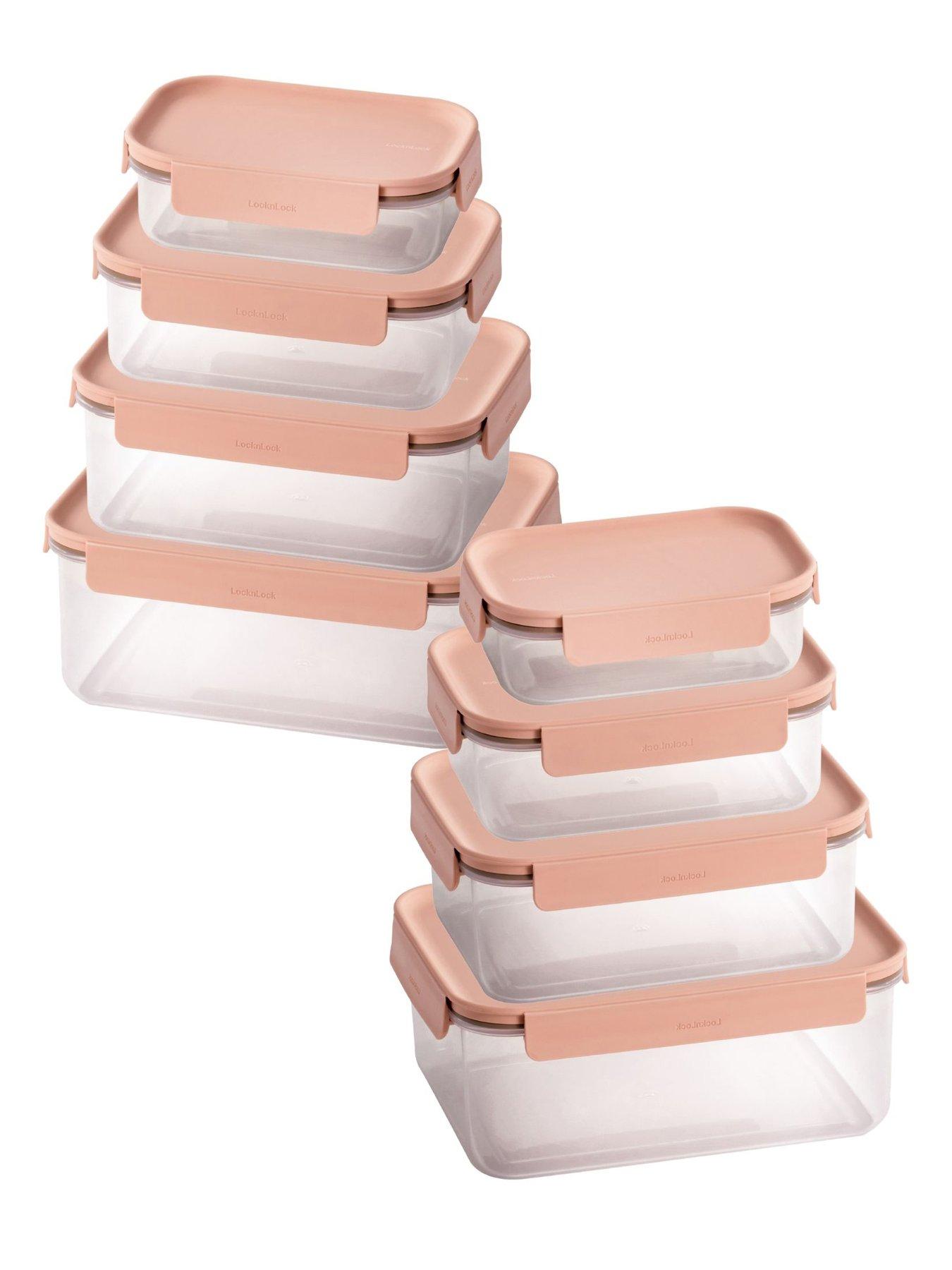 Image 1 of 4 of Lock and Lock Classic Plus Rectangular 8 Piece Nesting Set Pink