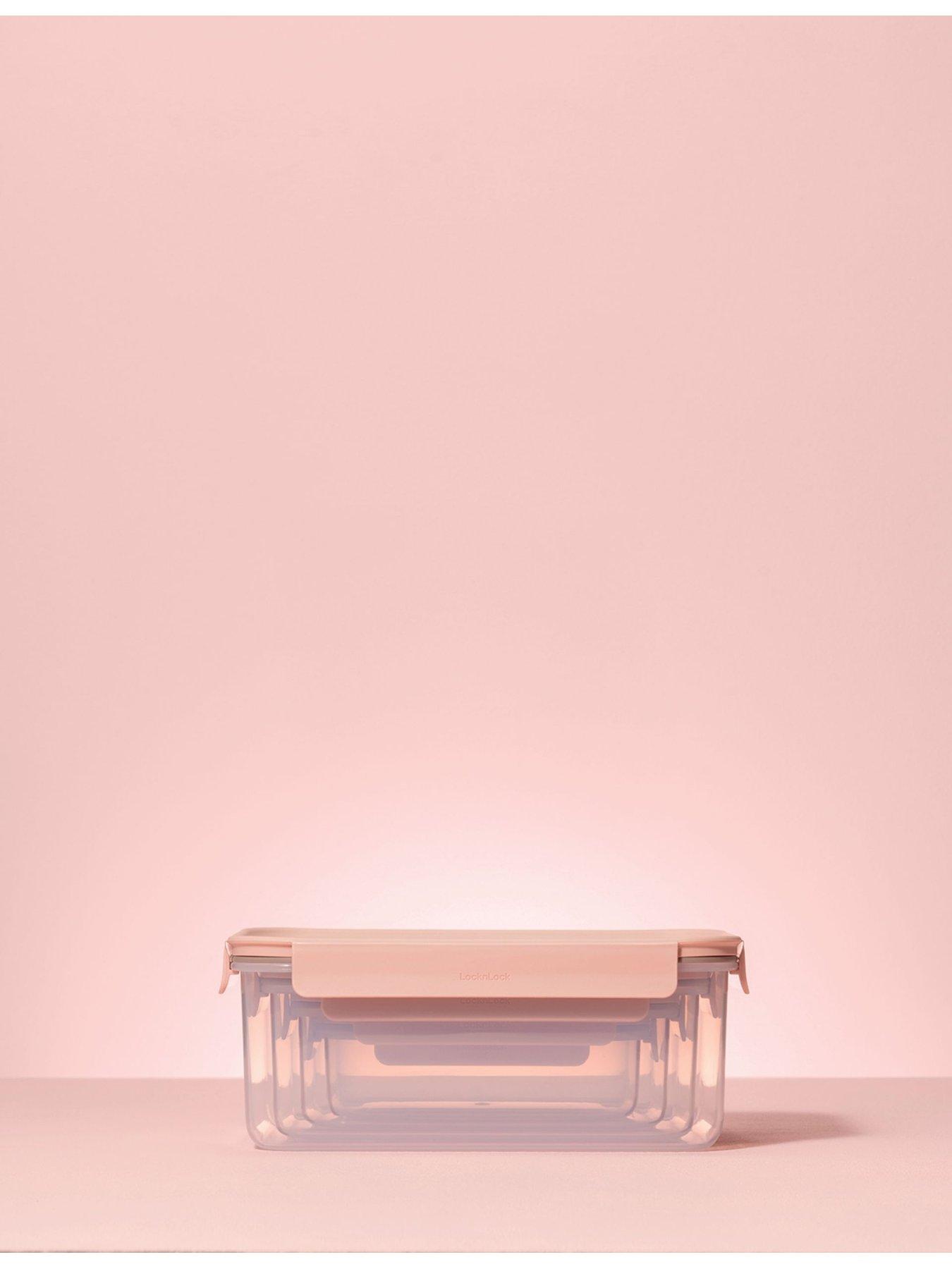 Image 4 of 4 of Lock and Lock Classic Plus Rectangular 8 Piece Nesting Set Pink