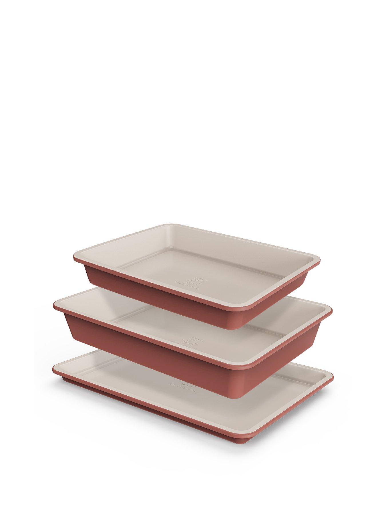 Image 1 of 5 of Prestige Ceramic Edition - 3 Piece Ovenware Set: Large Oven Tray , Large Roasting Tin , Medium Roasting Tin: Earth Rose